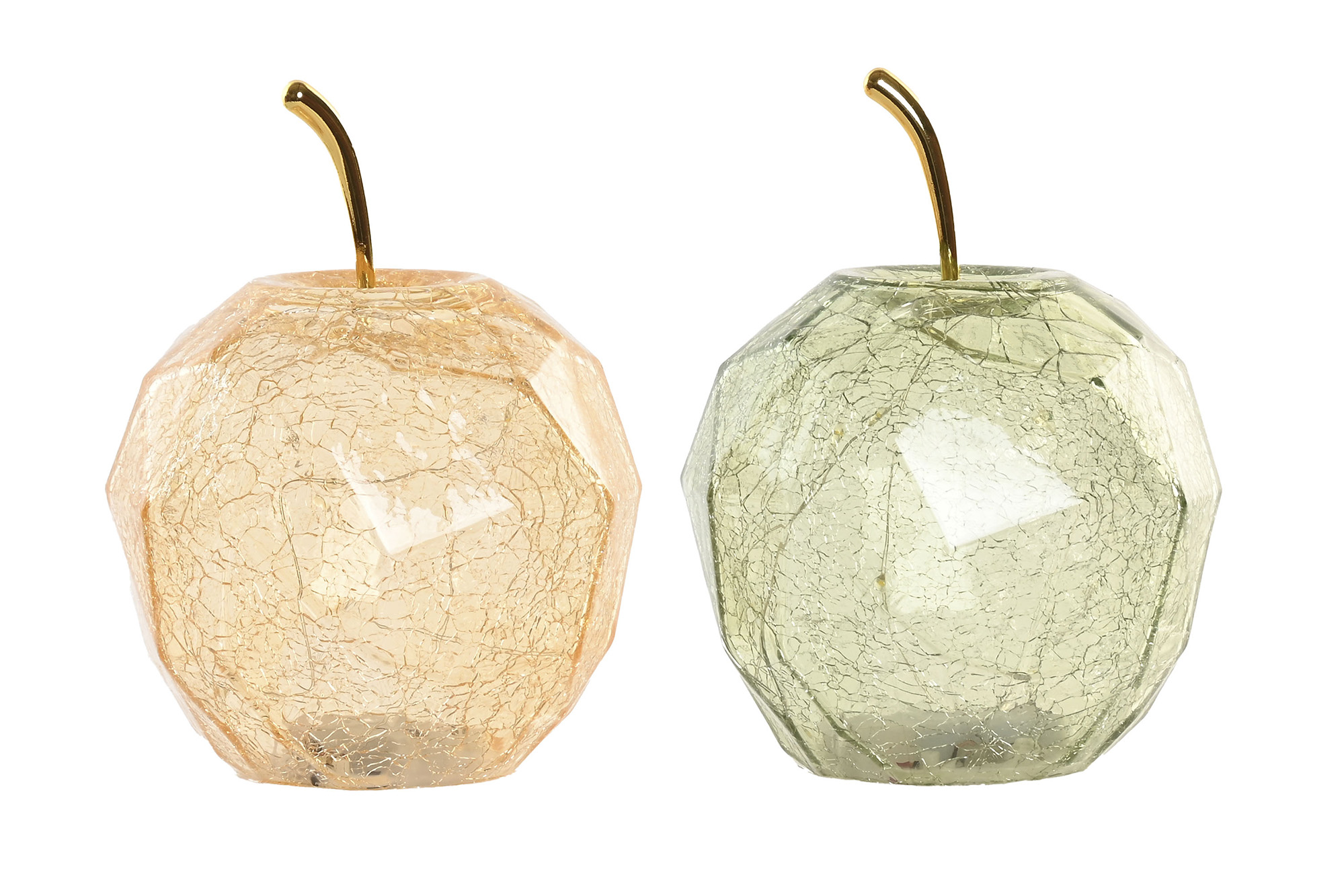 DECORACION LUMINOSA CRISTAL 12X12X17 MANZANA ORO