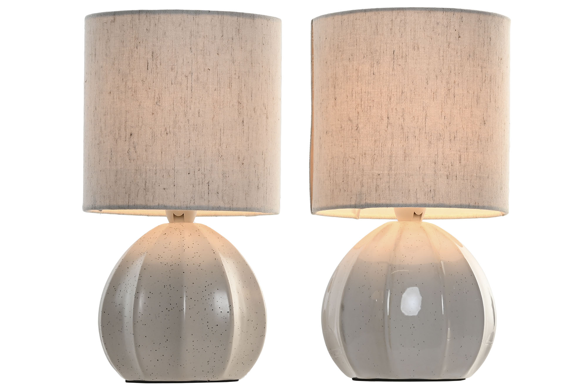 LAMPARA SOBREMESA CERAMICA LINO 15X15X28CM BEIGE 2