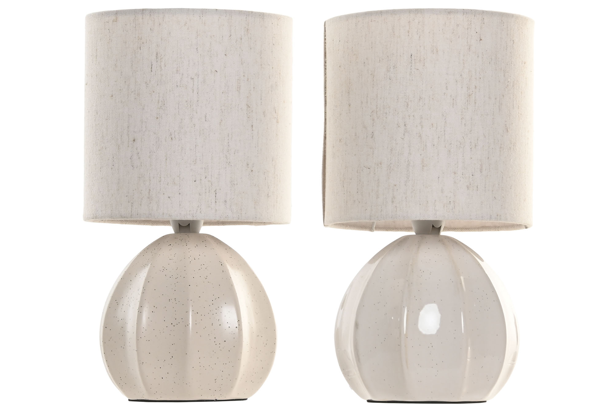 LAMPARA SOBREMESA CERAMICA LINO 15X15X28CM BEIGE