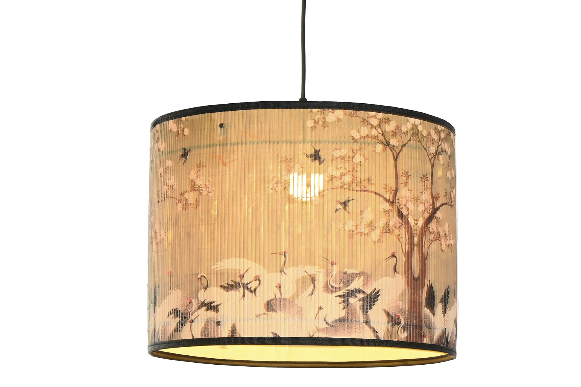 LAMPARA TECHO BAMBU METAL 40X40X30 GARZAS CEREZO 2