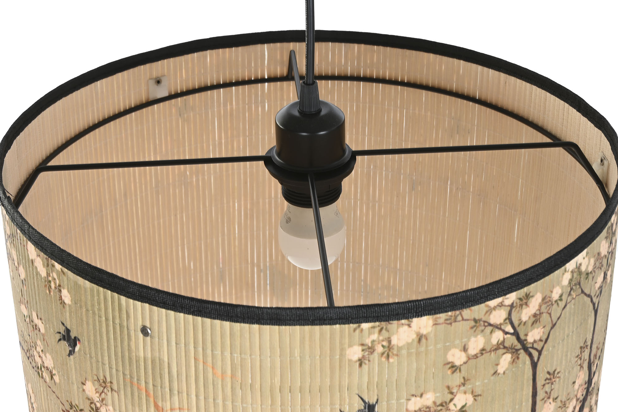 LAMPARA TECHO BAMBU METAL 40X40X30 GARZAS CEREZO 4