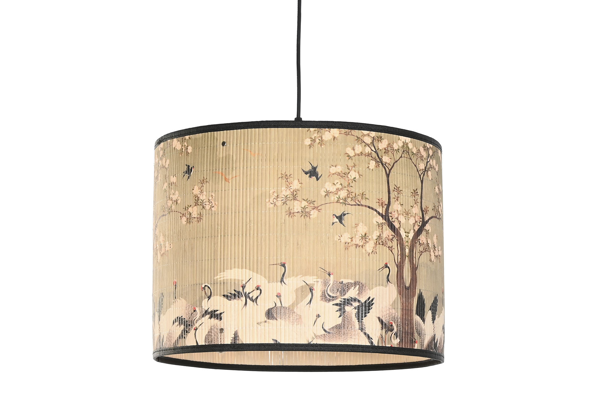 LAMPARA TECHO BAMBU METAL 40X40X30 GARZAS CEREZO