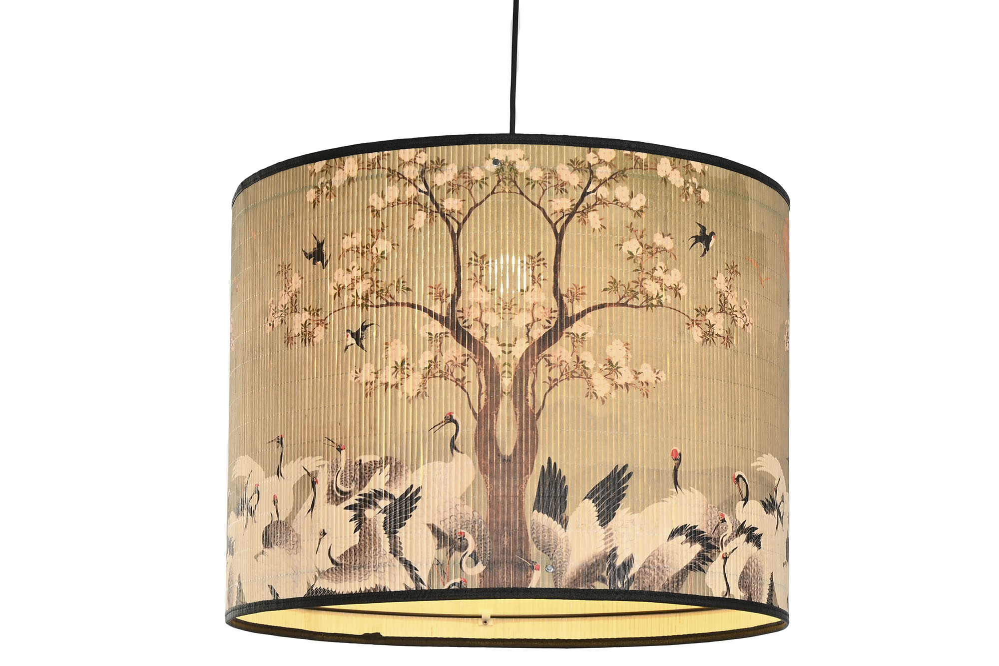 LAMPARA TECHO BAMBU METAL 55X55X42 GARZAS CEREZO 2
