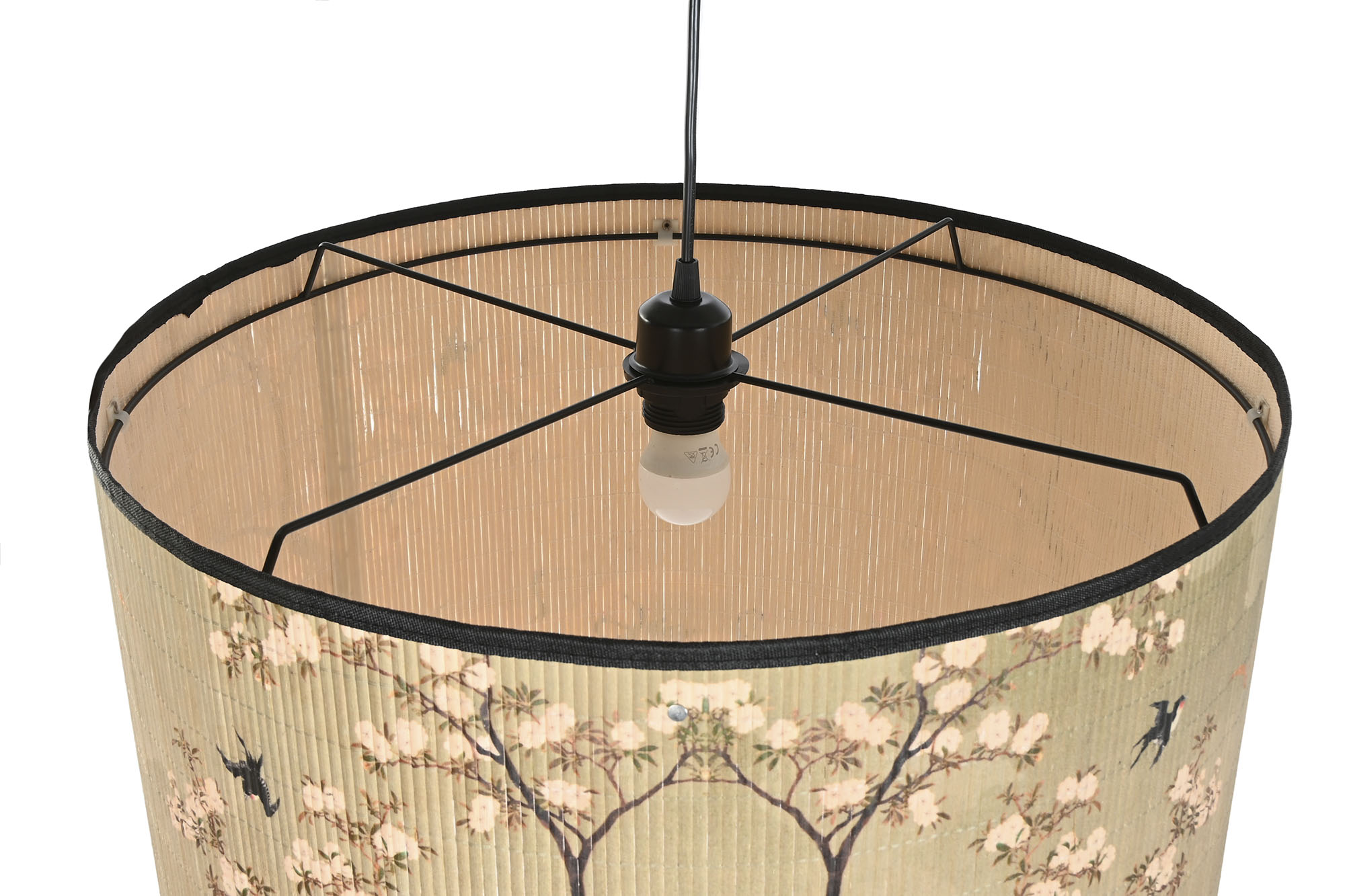 LAMPARA TECHO BAMBU METAL 55X55X42 GARZAS CEREZO 5
