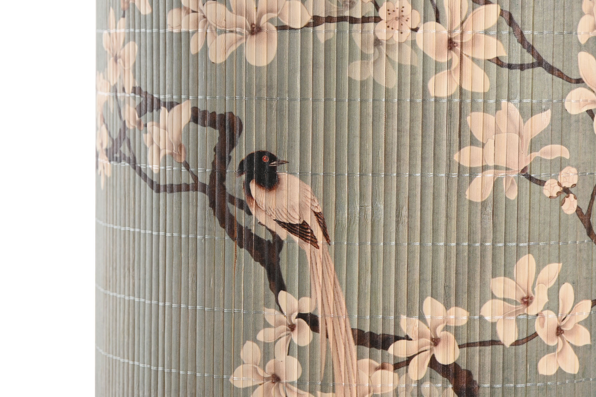 LAMPARA PIE BAMBU MDF 30X30X55 GARZAS CEREZO VERDE 3