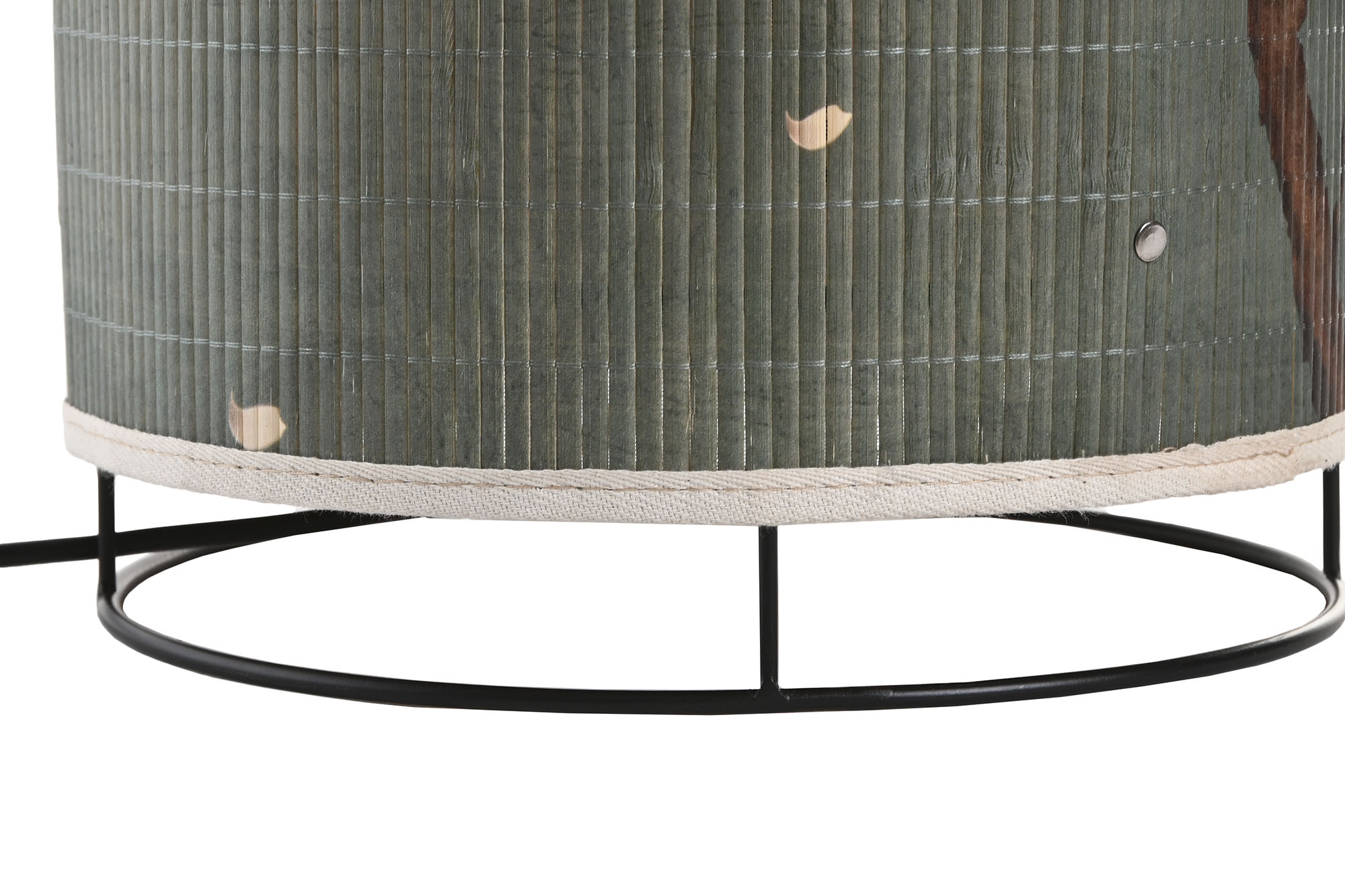 LAMPARA PIE BAMBU MDF 30X30X55 GARZAS CEREZO VERDE 5