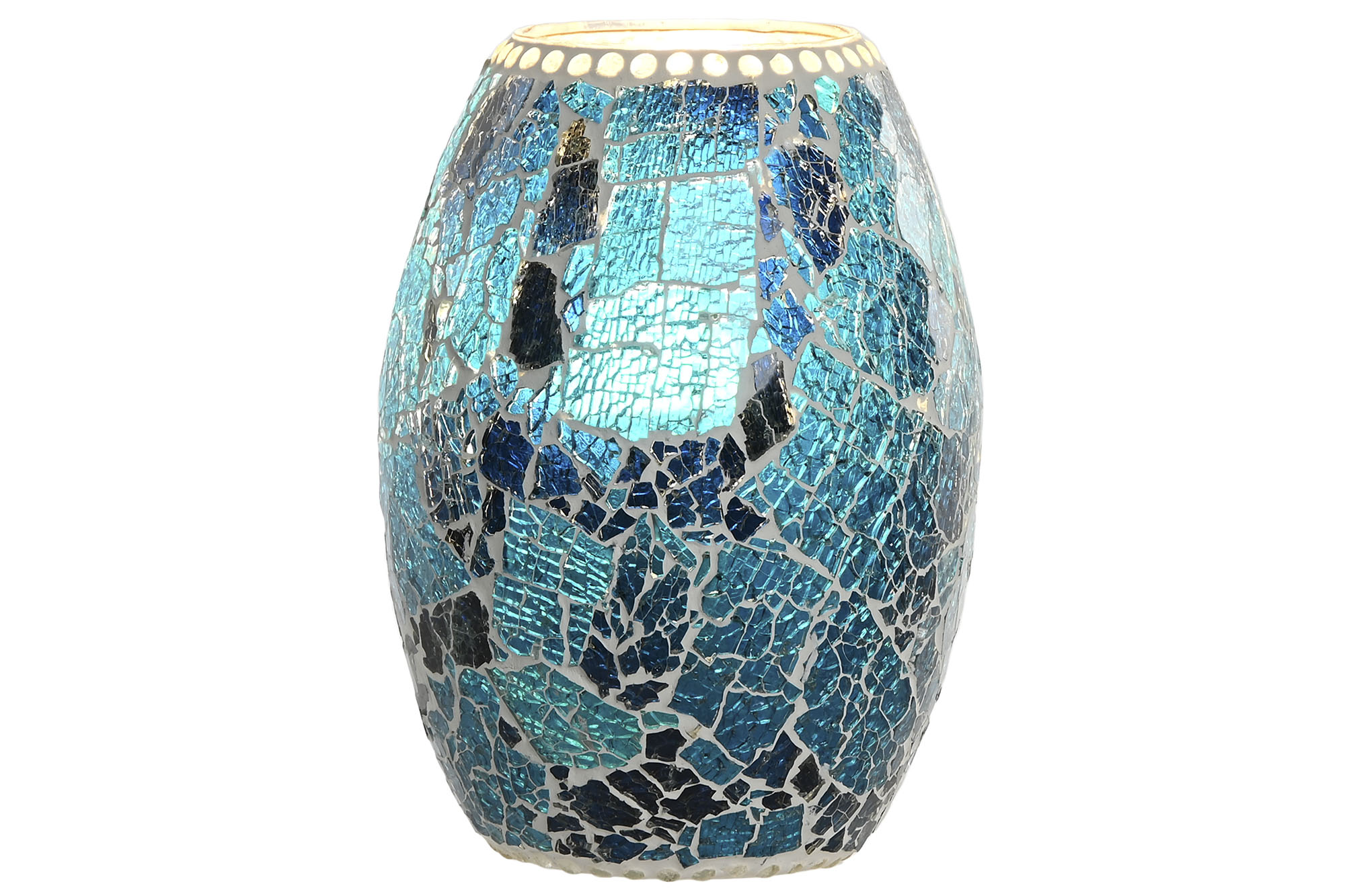 LAMPARA SOBREMESA CRISTAL 14X14X19 CRAQUELADO AZUL 2