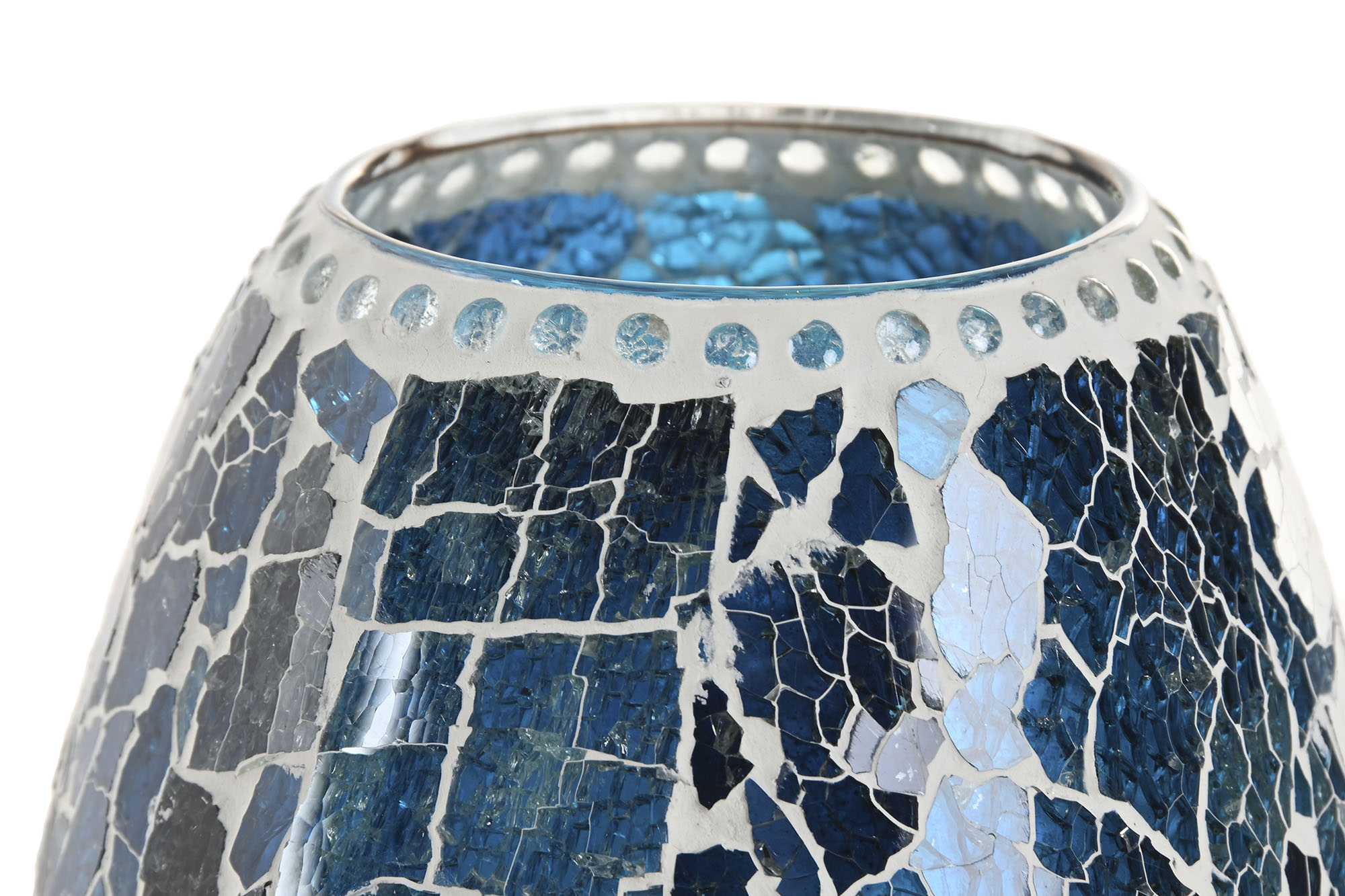 LAMPARA SOBREMESA CRISTAL 14X14X19 CRAQUELADO AZUL 3