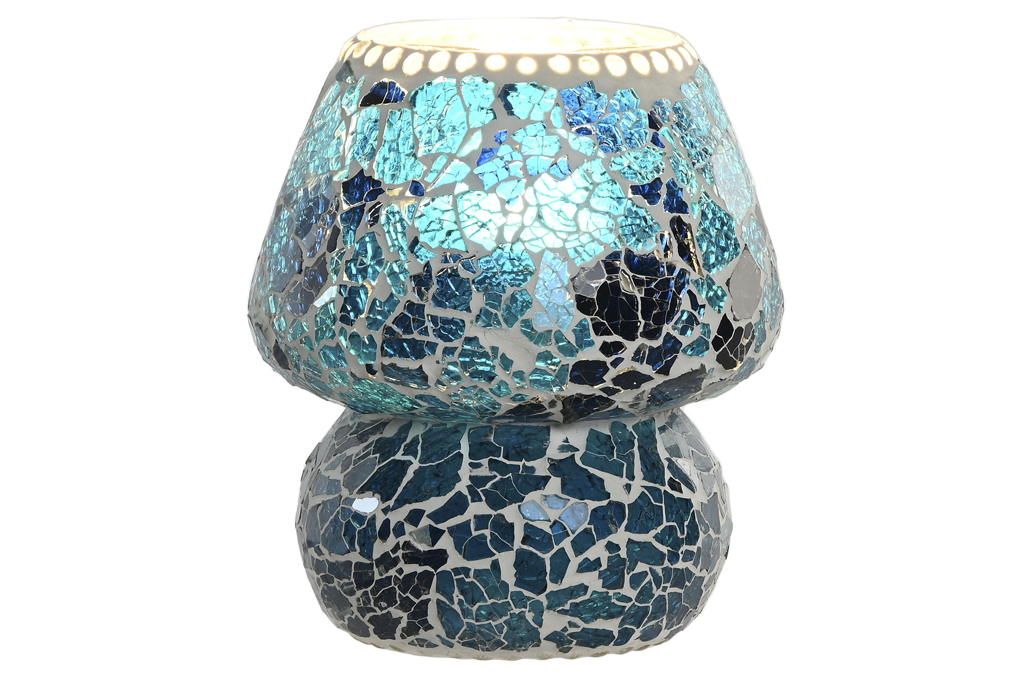 LAMPARA SOBREMESA CRISTAL 13X13X17 CRAQUELADO AZUL 2