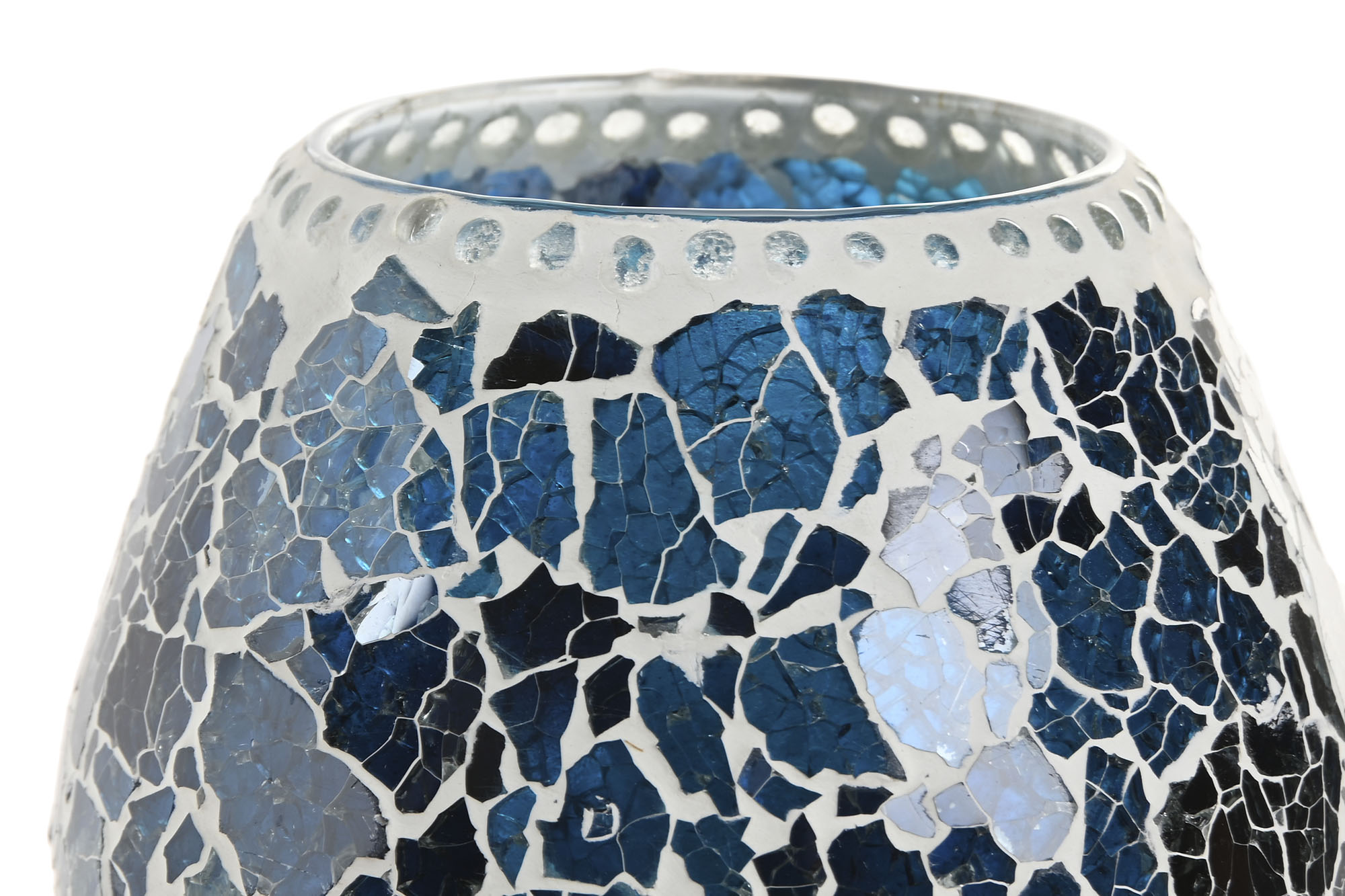 LAMPARA SOBREMESA CRISTAL 13X13X17 CRAQUELADO AZUL 3