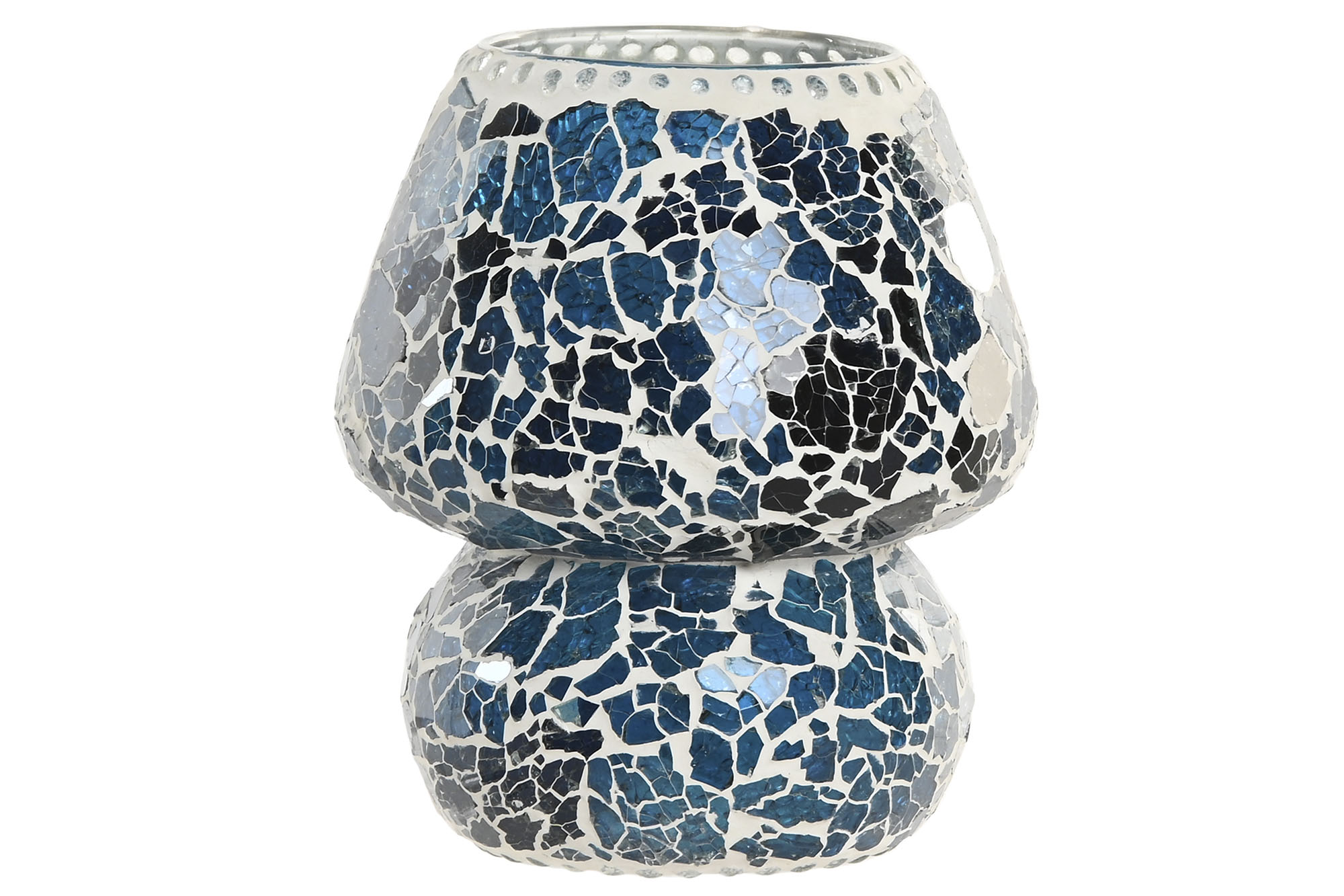 LAMPARA SOBREMESA CRISTAL 13X13X17 CRAQUELADO AZUL