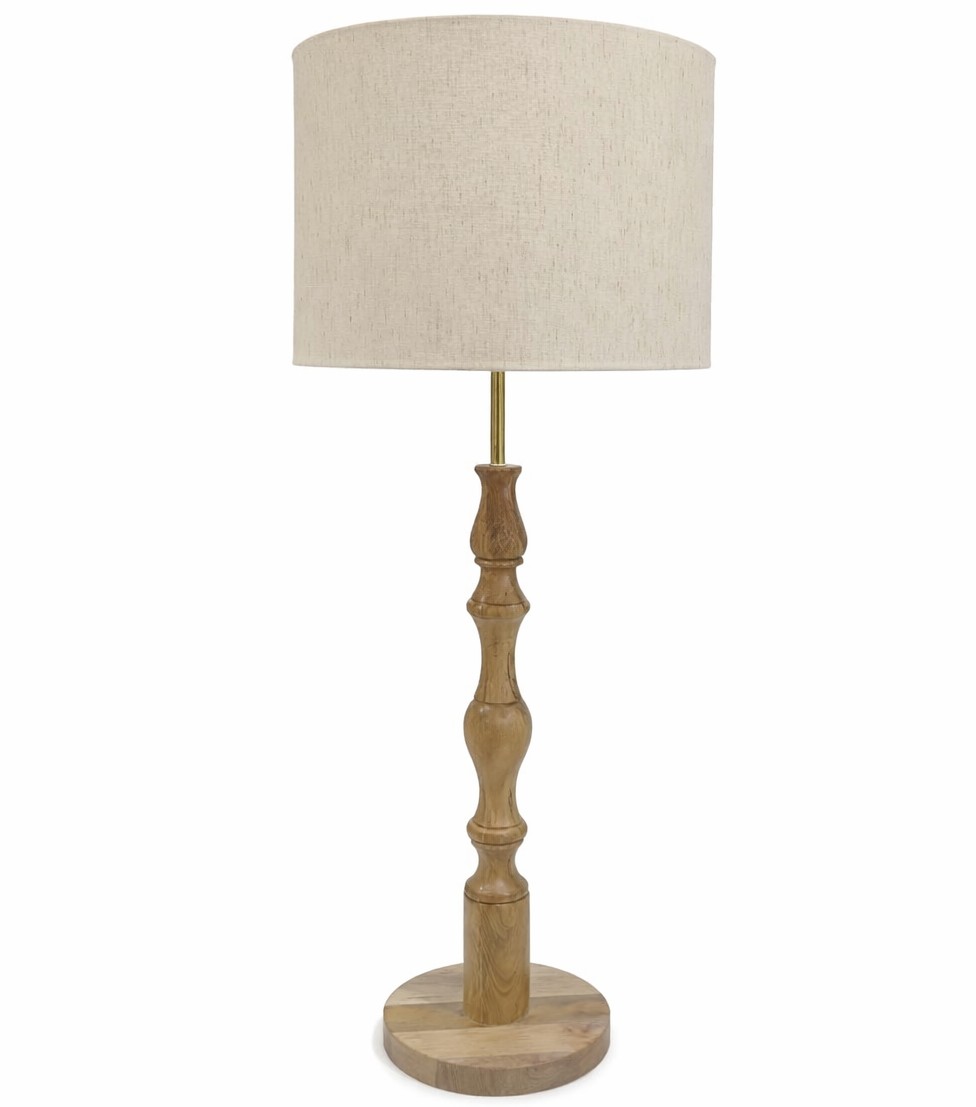LAMPARA SOBREMESA MANGO LINO 35X35X84 NATURAL