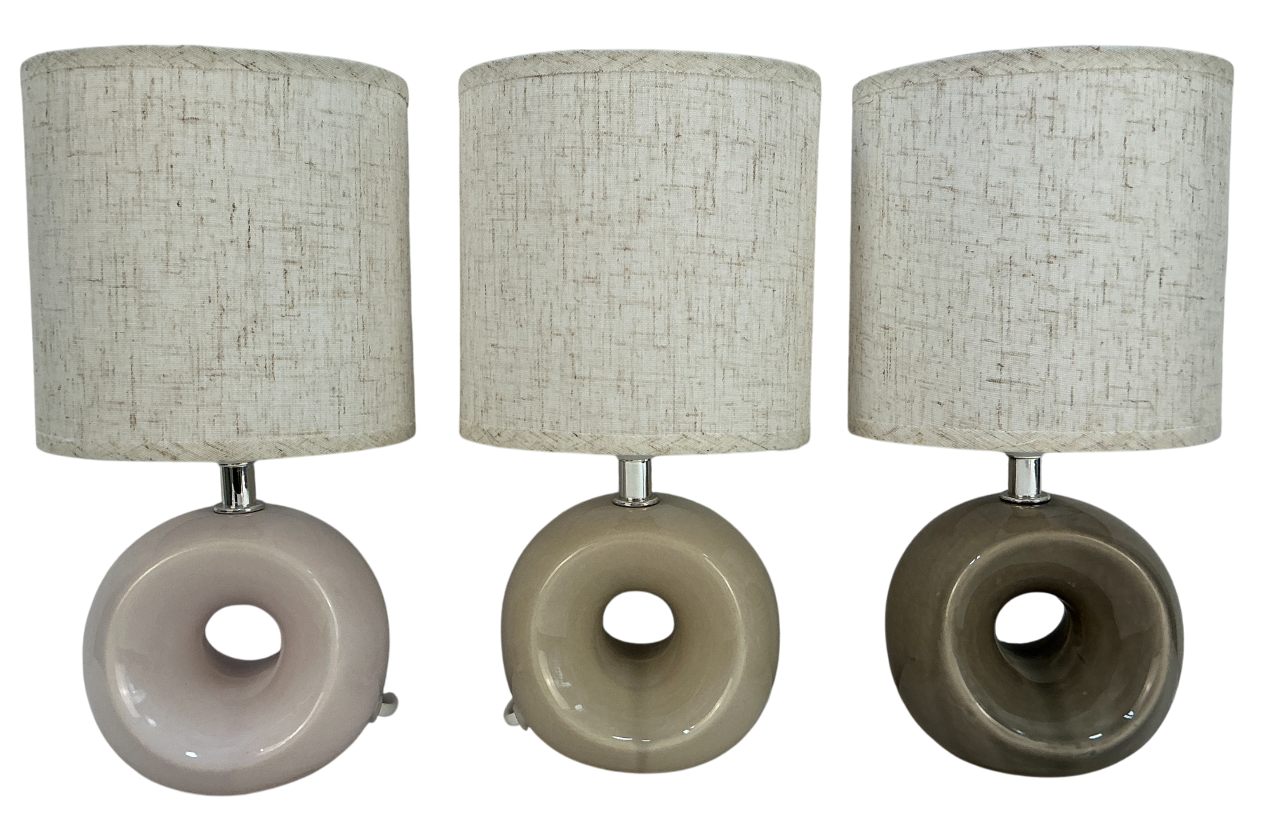 LAMPARA SOBREMESA GRES 14X14X27,5CM BEIGE