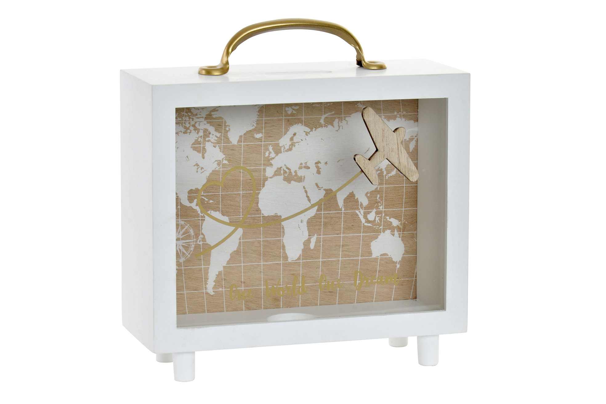 HUCHA MDF METAL 20X7X18 TRAVEL BLANCO