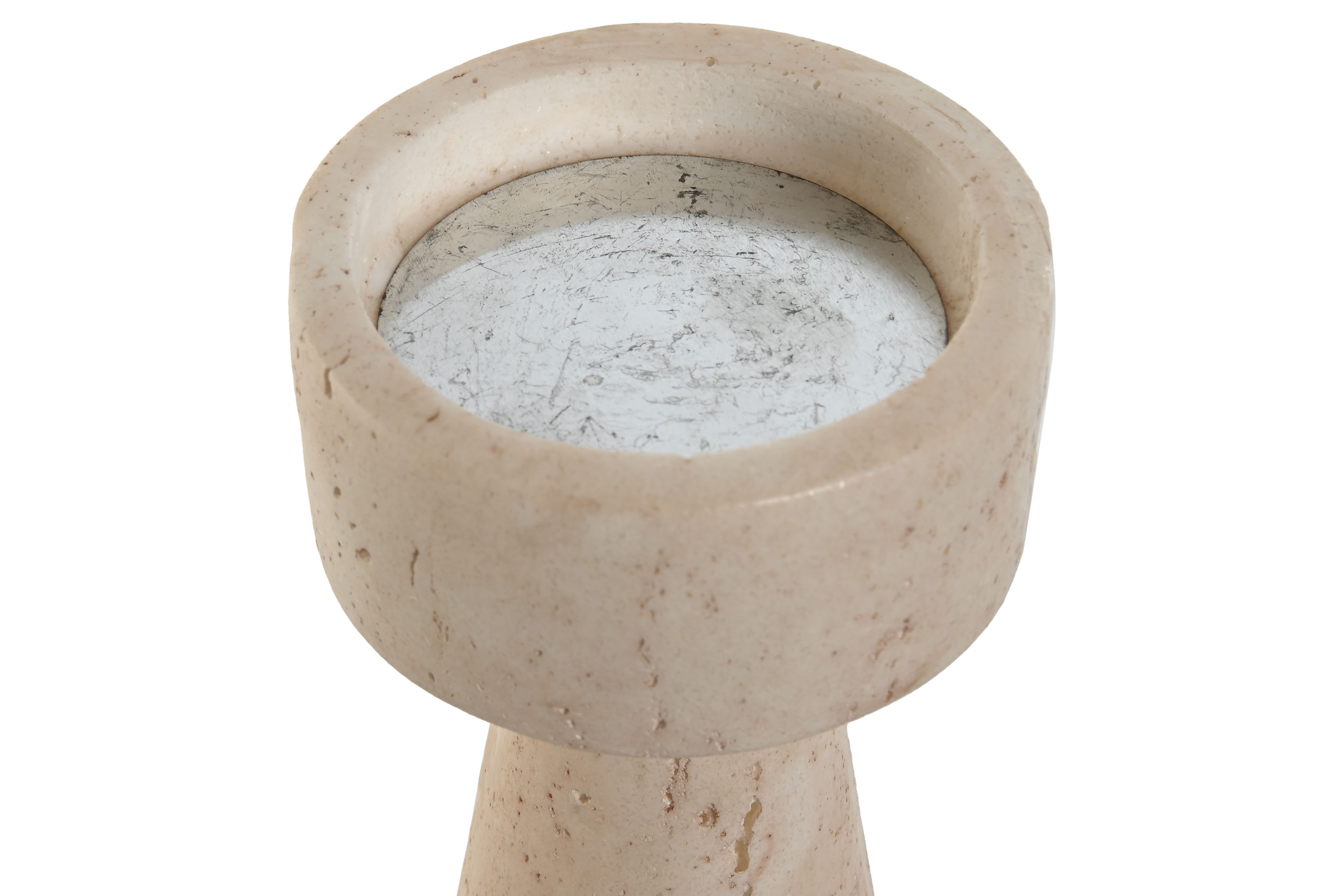 CANDELABRO RESINA 10X10X25 SIMIL MARMOL BEIGE 3