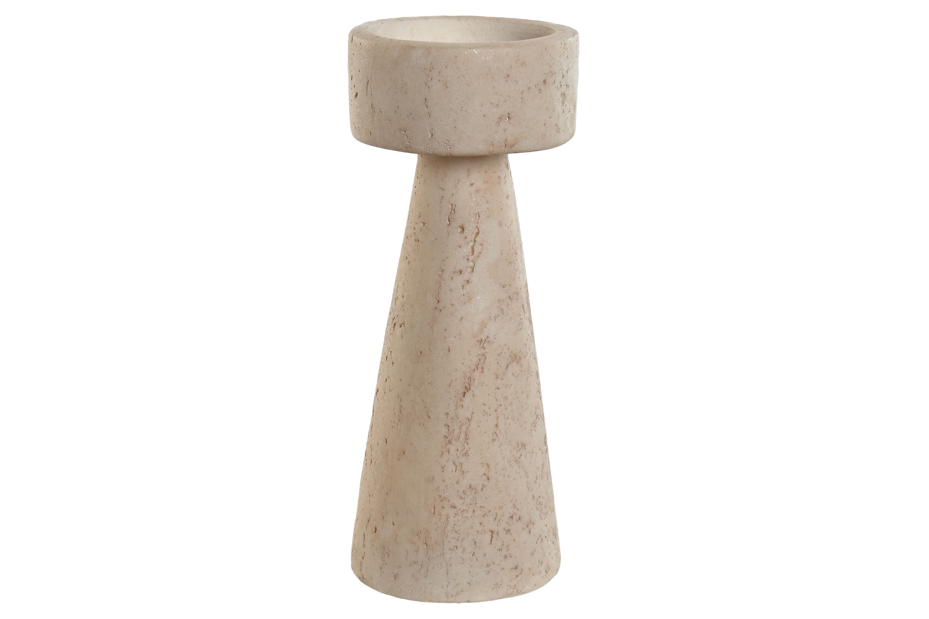 CANDELABRO RESINA 10X10X25 SIMIL MARMOL BEIGE