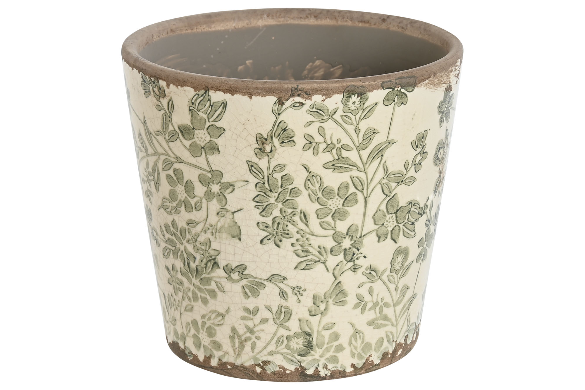 MACETERO GRES 14X14X14 HOJAS VERDE
