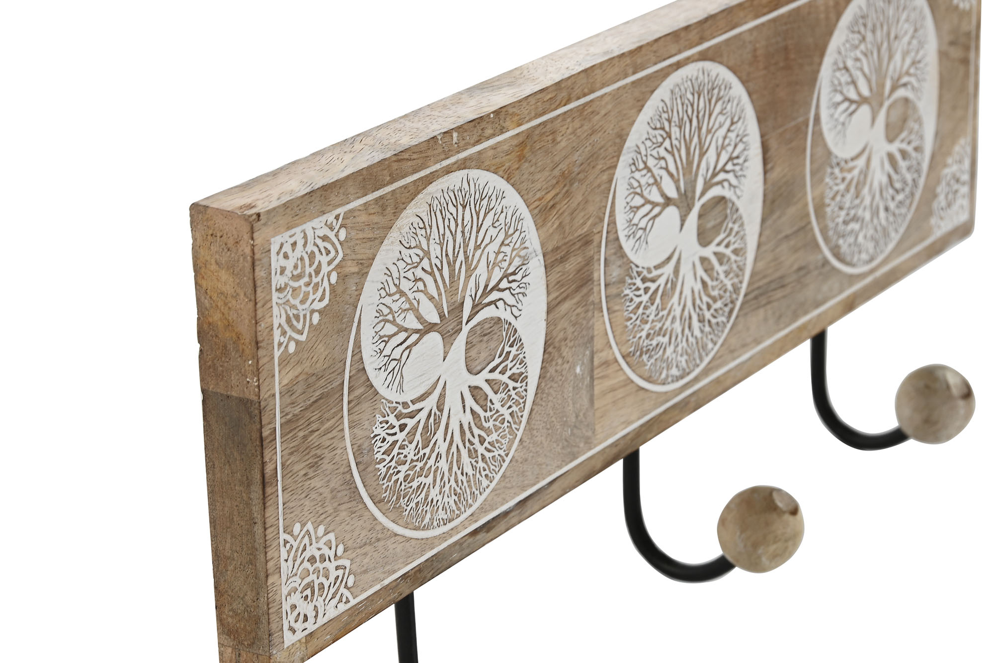 PERCHERO PARED MANGO METAL 38X5X16 ARBOL BLANCO 2