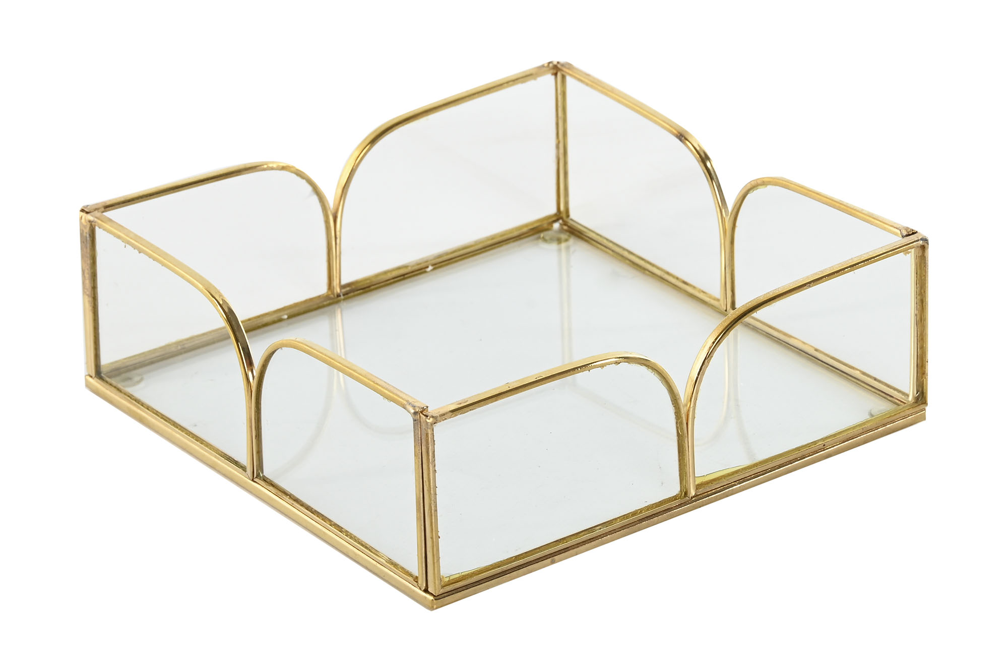 JOYERO CRISTAL METAL 16X16X5,3 DORADO