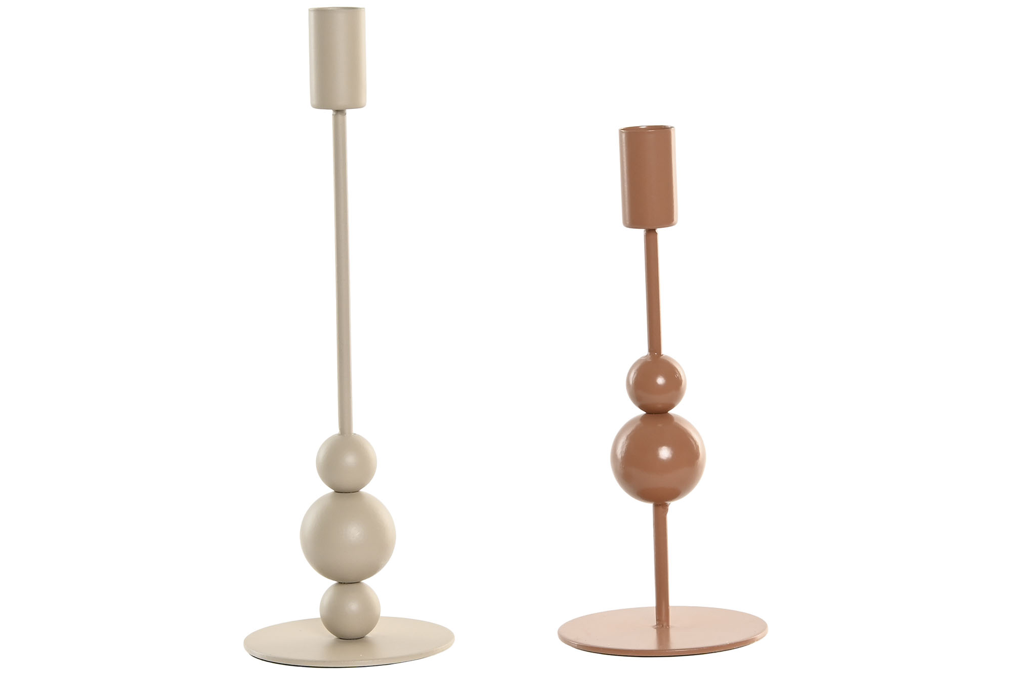 CANDELABRO SET 2 METAL 9X9X26,5 CREMA