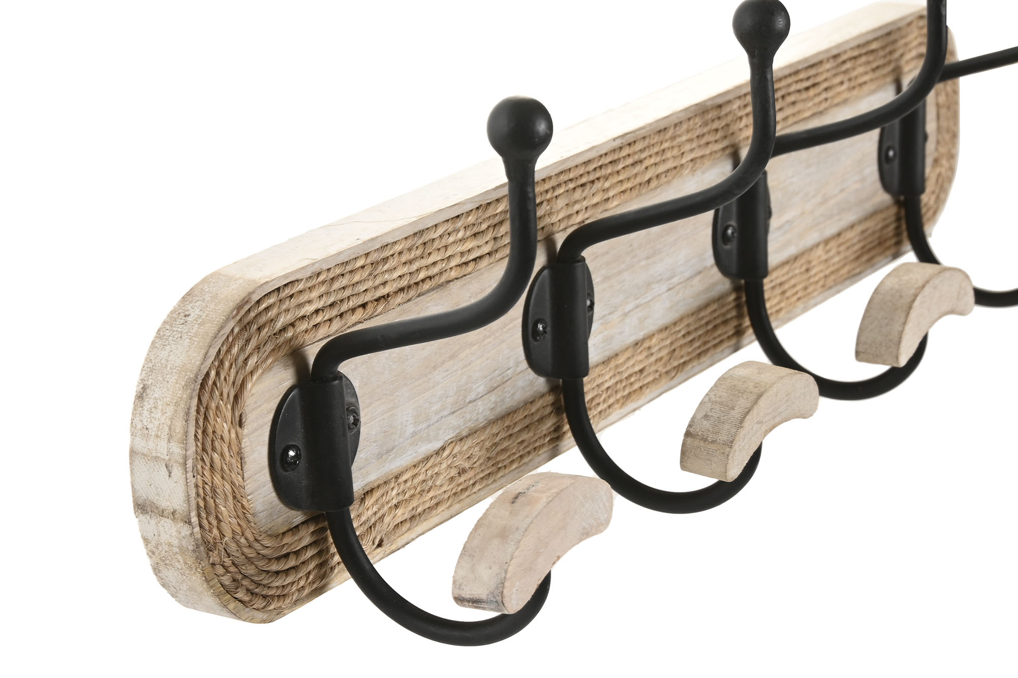 PERCHERO PARED MANGO CUERDA 52X10X18 4 GANCHOS 2