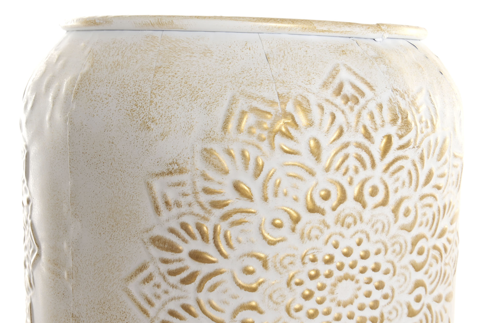 JARRON  METAL 31X31X60 MANDALA BLANCO 2