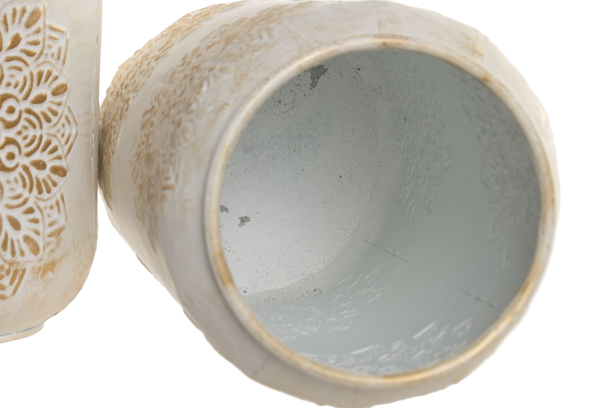 JARRON  METAL 31X31X60 MANDALA BLANCO 3