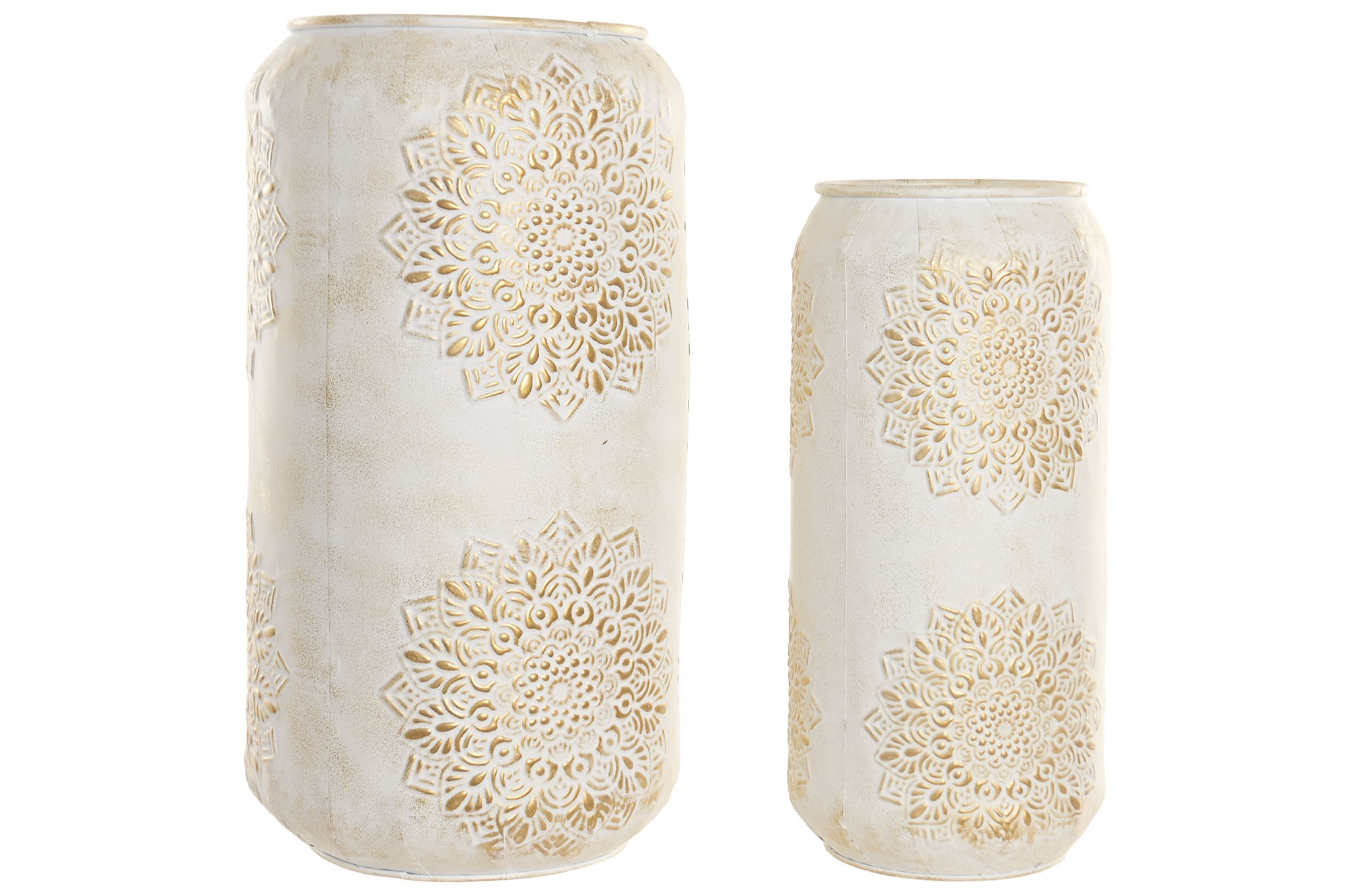 JARRON  METAL 20X20X50 MANDALA BLANCO