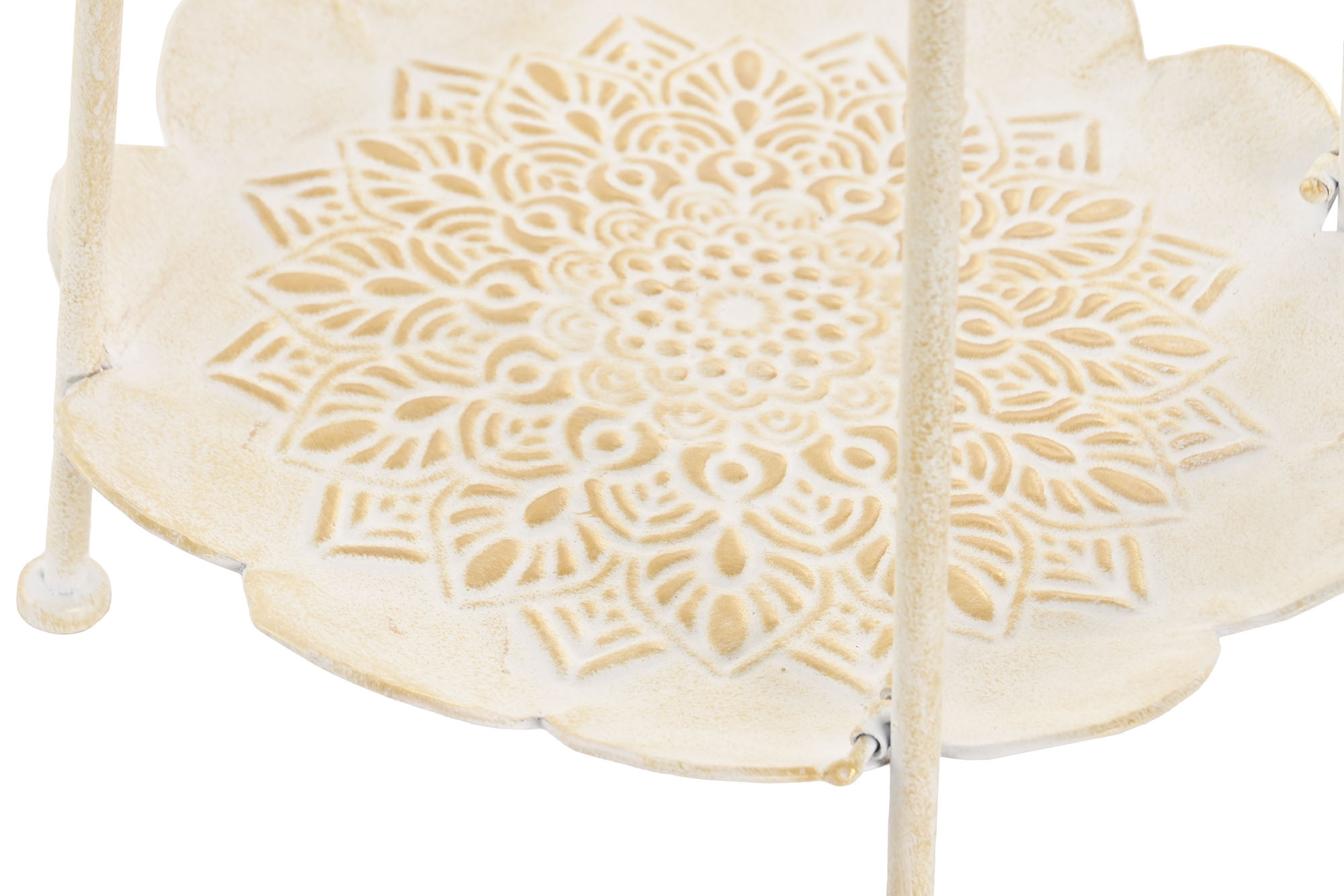 BANDEJA DECORACION METAL 32X32X60 MANDALA BLANCO 2