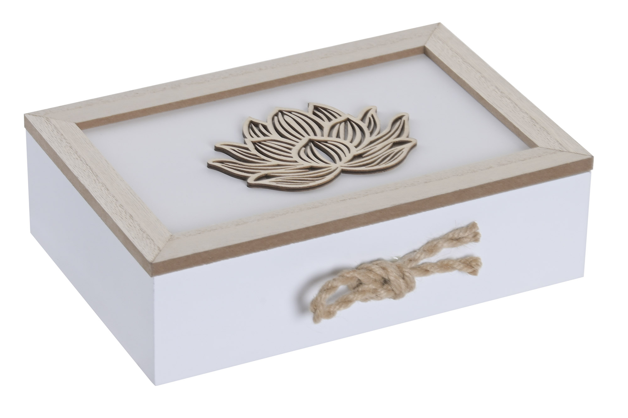 CAJA INFUSIONES MDF CUERDA 24X17X7 FLOR DE LOTO