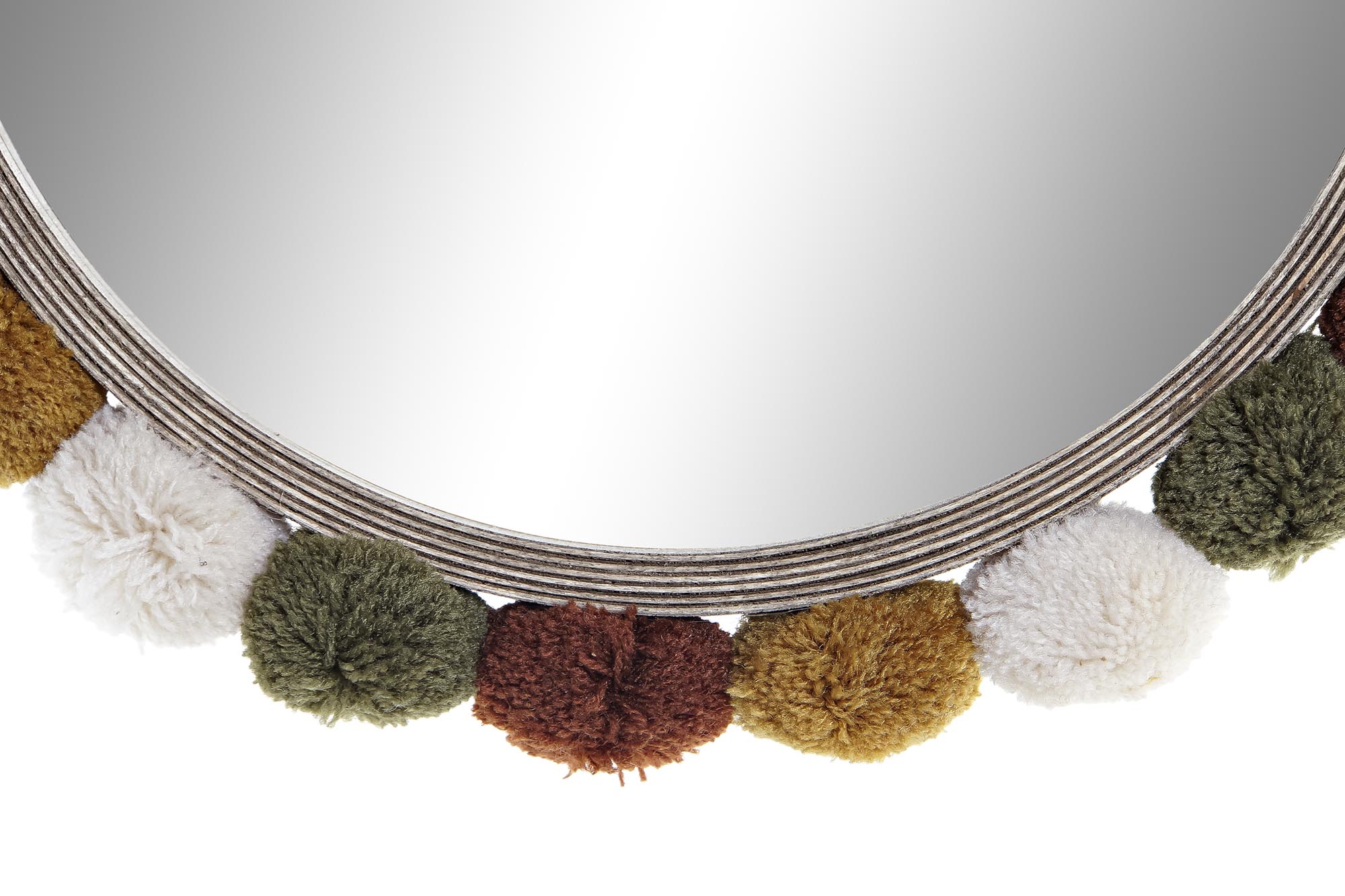 ESPEJO MDF POLIESTER 31X4X31 POMPON NATURAL 2