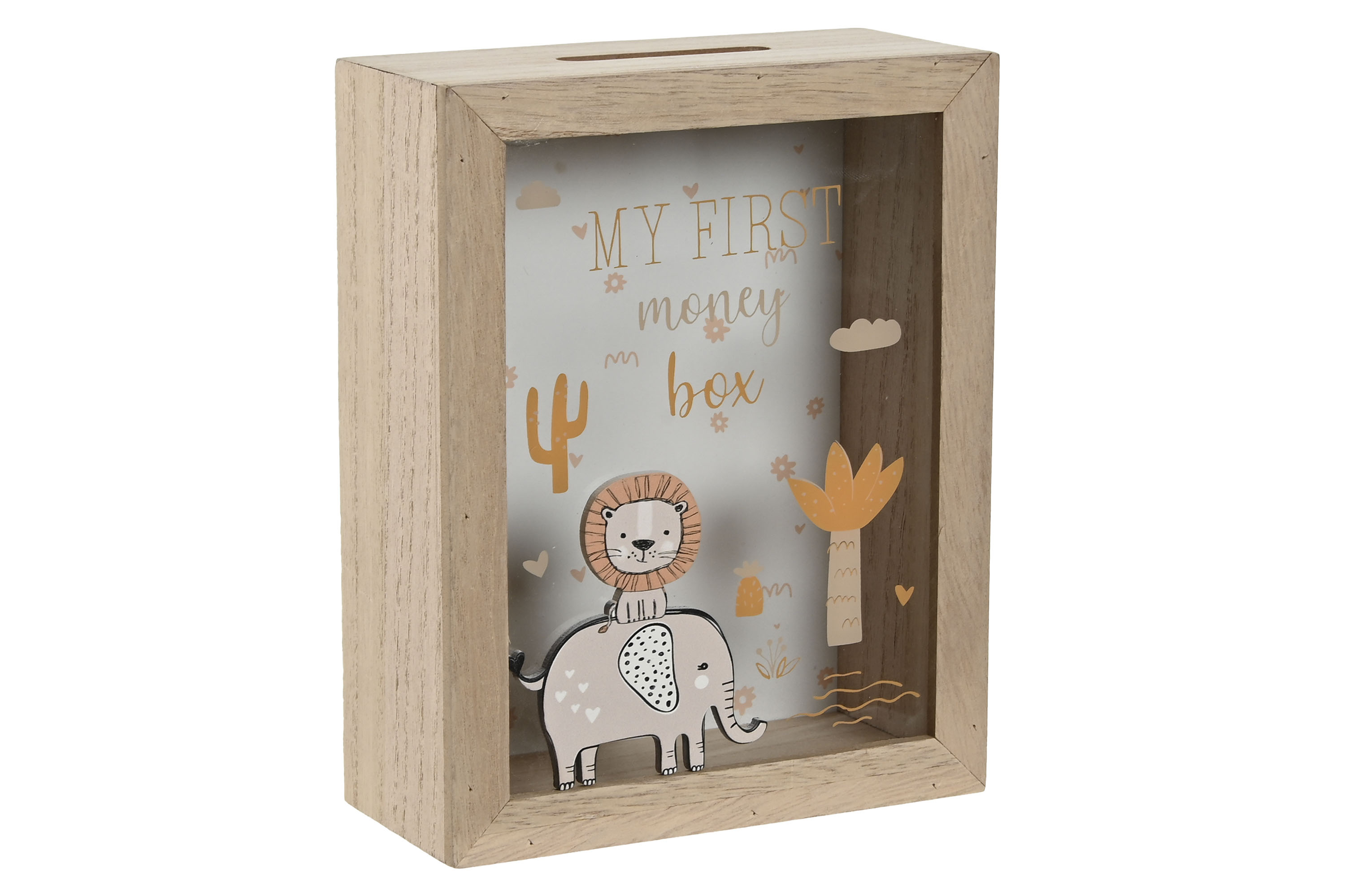 HUCHA MDF CRISTAL 16X7X20 ANIMALES NATURAL