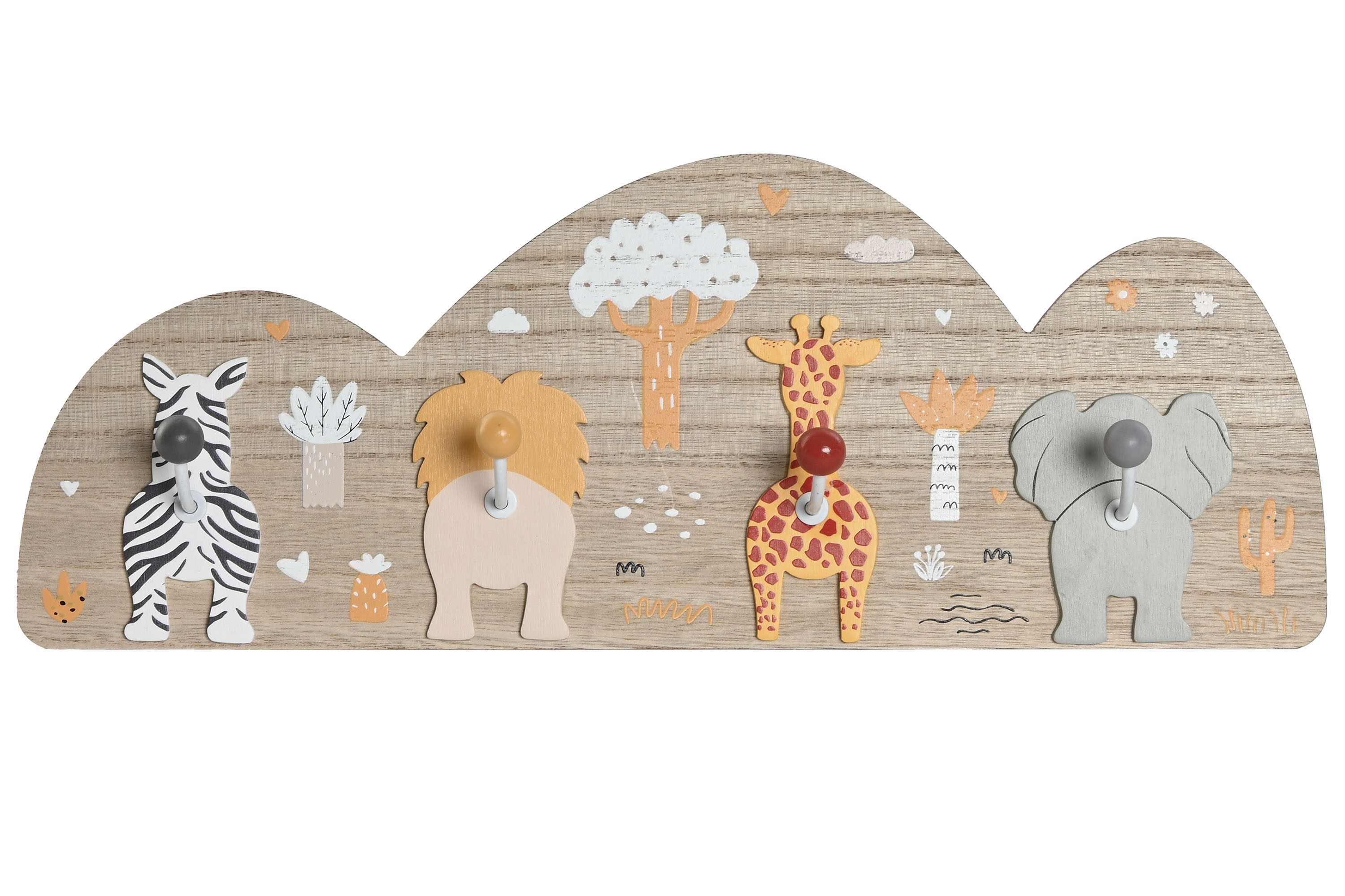 PERCHERO MDF METAL 40X5X15 4 PERCHAS NATURAL