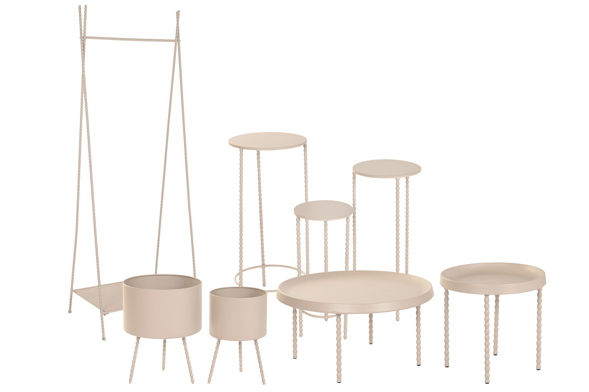 MESITA AUXILIAR SET 2 METAL 75X75X40 BOLAS CREMA 5