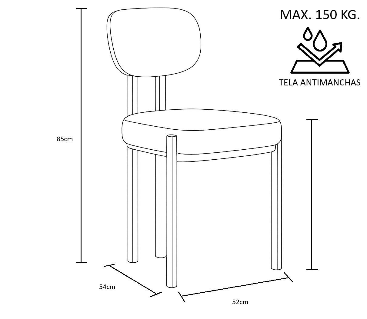SILLA POLIESTER HIERRO 52X54X85 TELA ANTI-MANCHAS 5