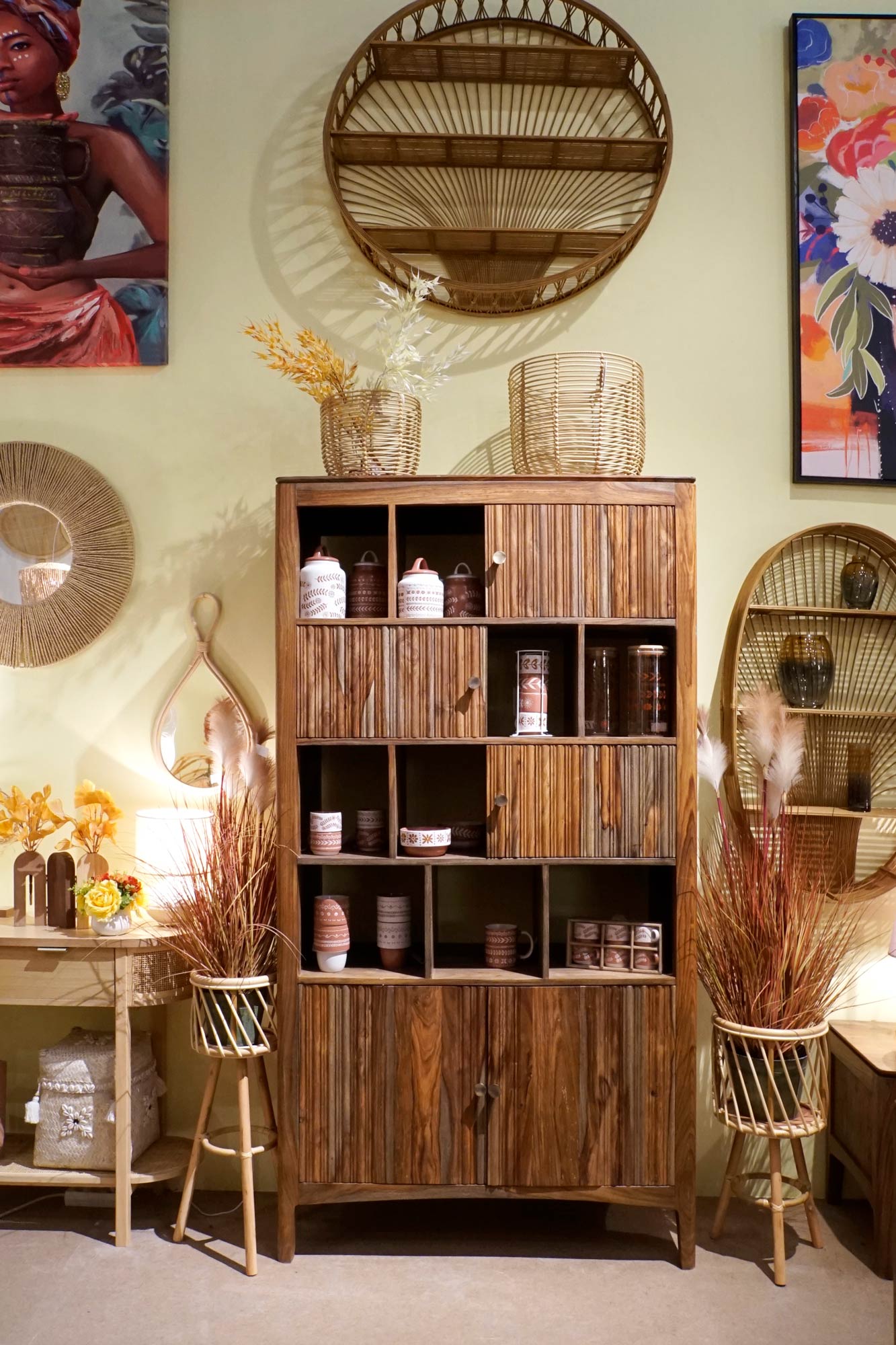 MACETERO BAMBU 28X28X60 NATURAL 2