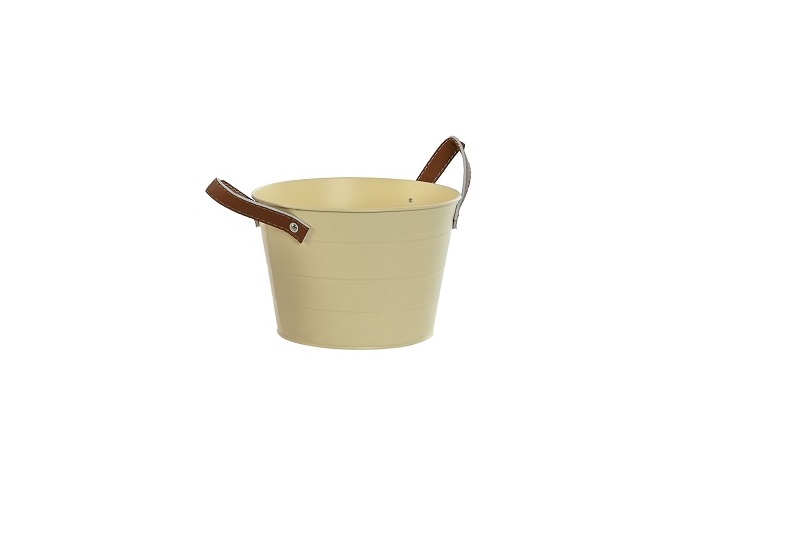 MACETERO METAL PU 20X20X14CM AMARILLO