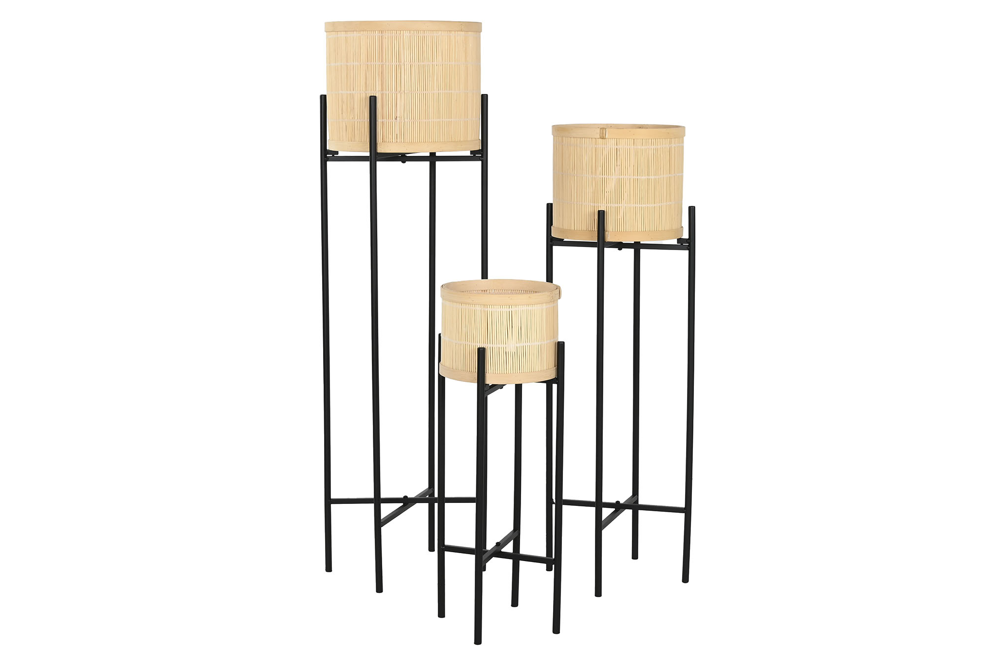MACETERO BAMBU METAL 31X31X103 NEGRO 5