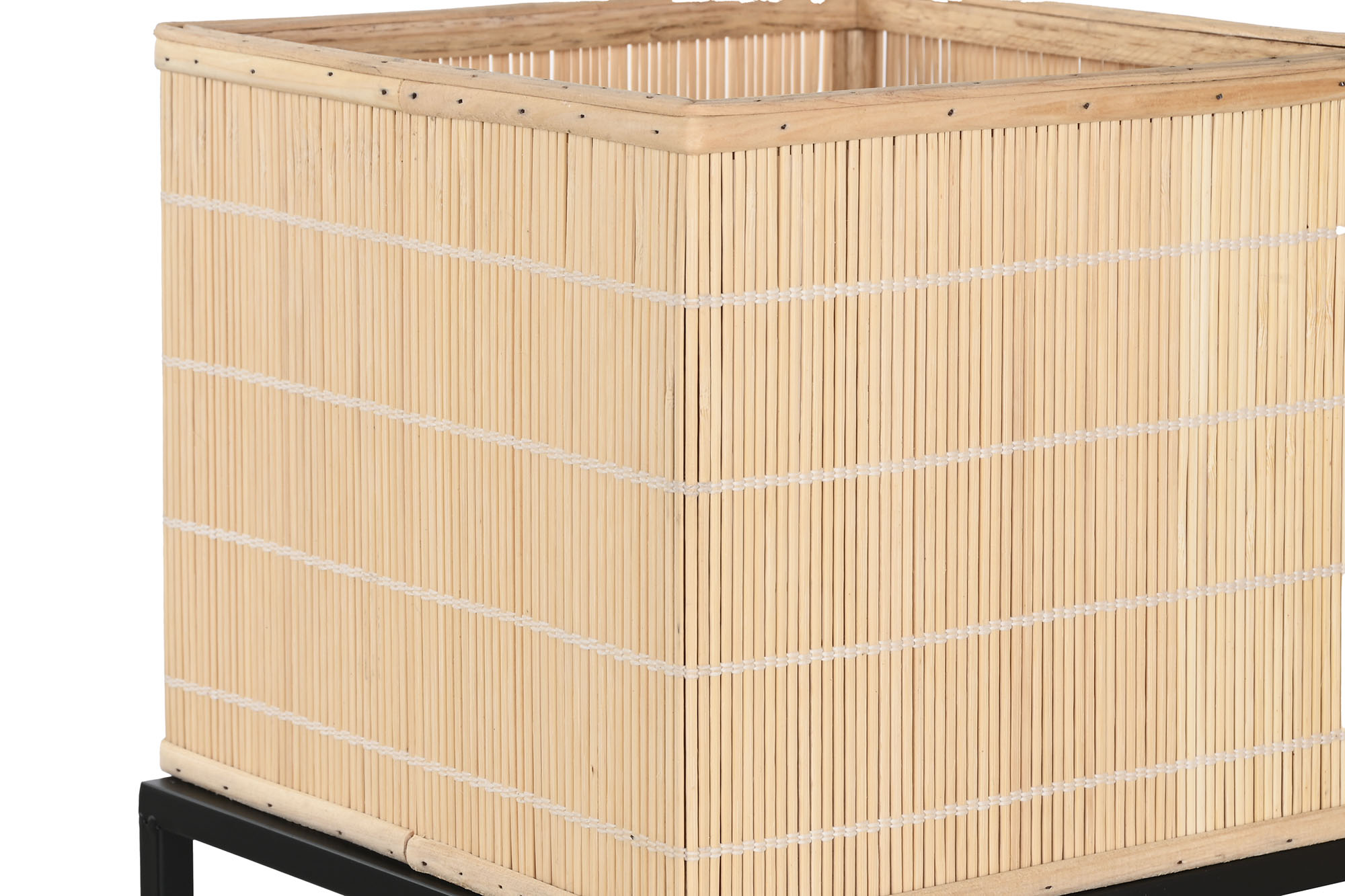 MACETERO METAL BAMBU 24X24X70CM  NATURAL 2
