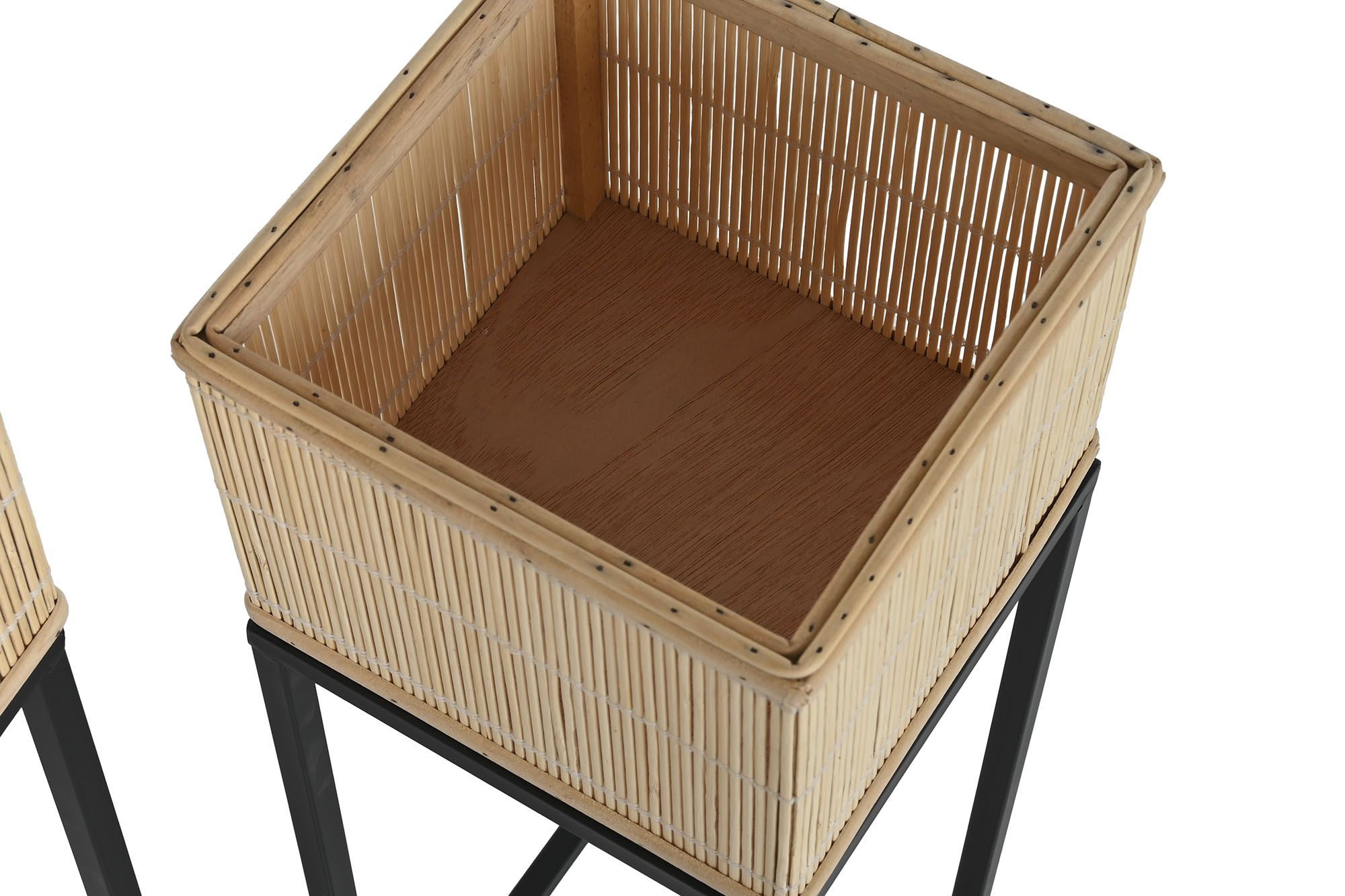 MACETERO METAL BAMBU 24X24X70CM  NATURAL 3