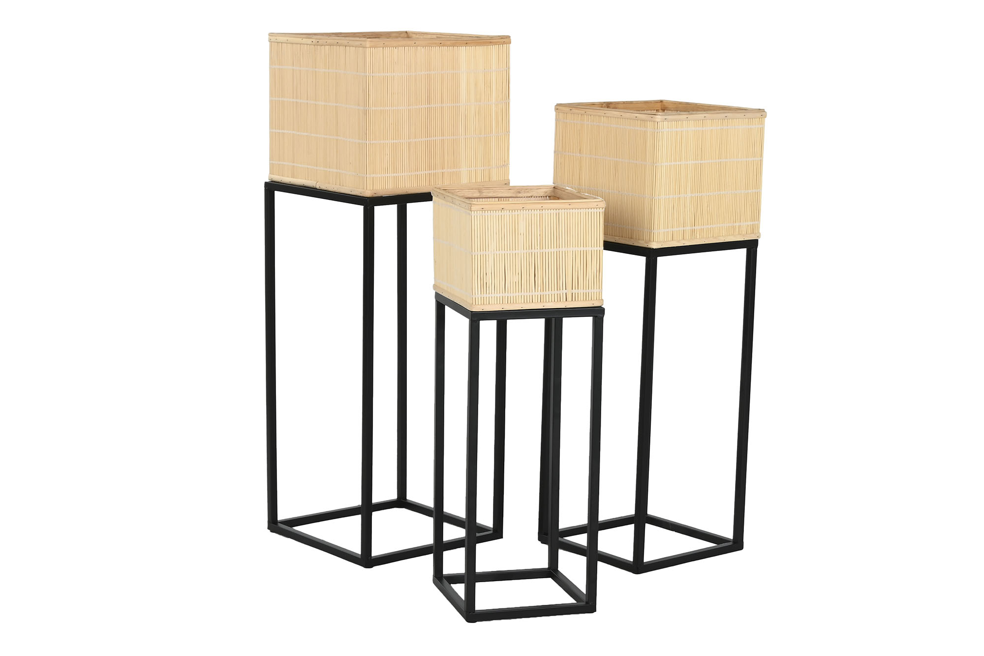 MACETERO METAL BAMBU 20X20X60CM  NATURAL 5