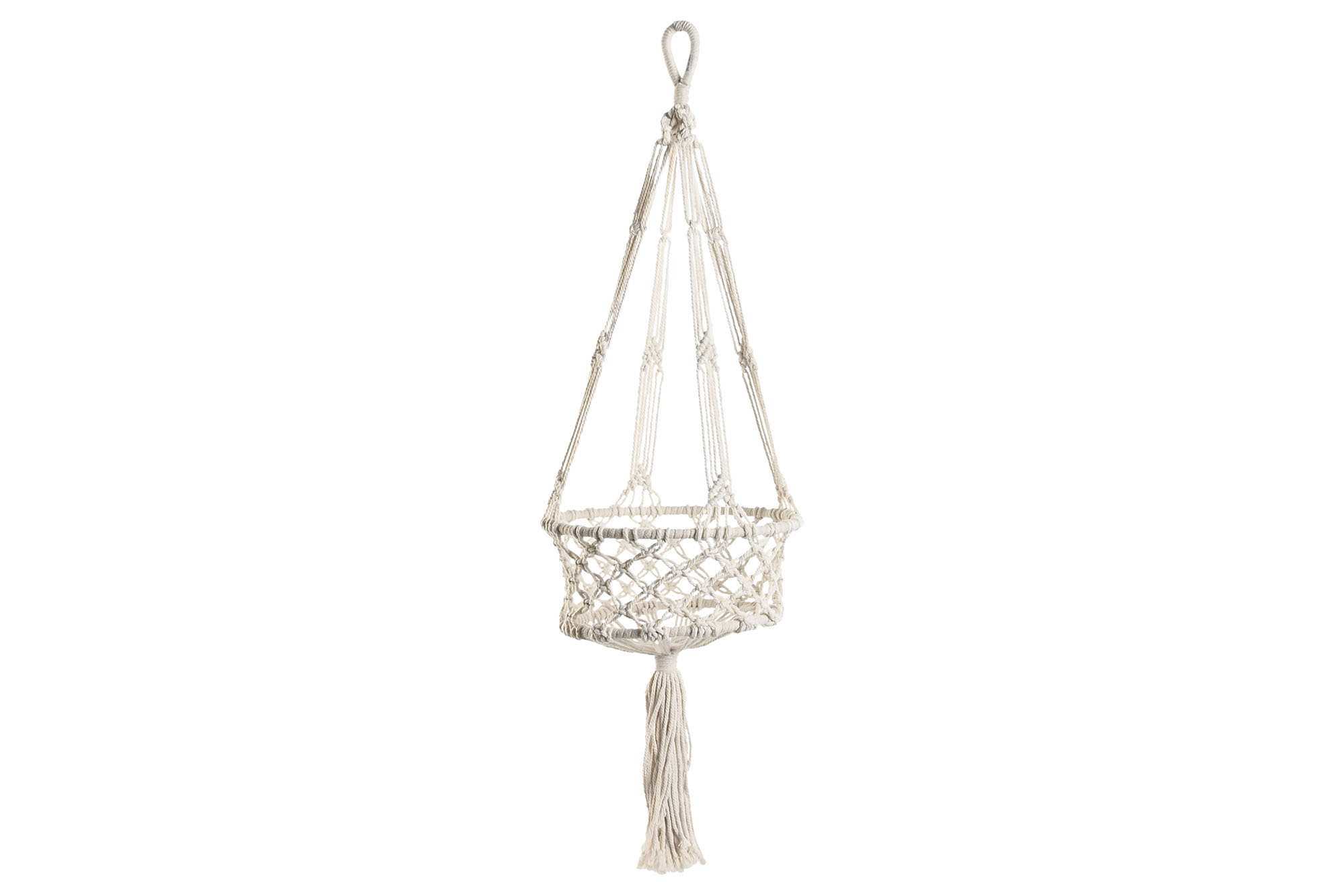 MACETERO MACRAME 30X30X100 COLGANTE BLANCO