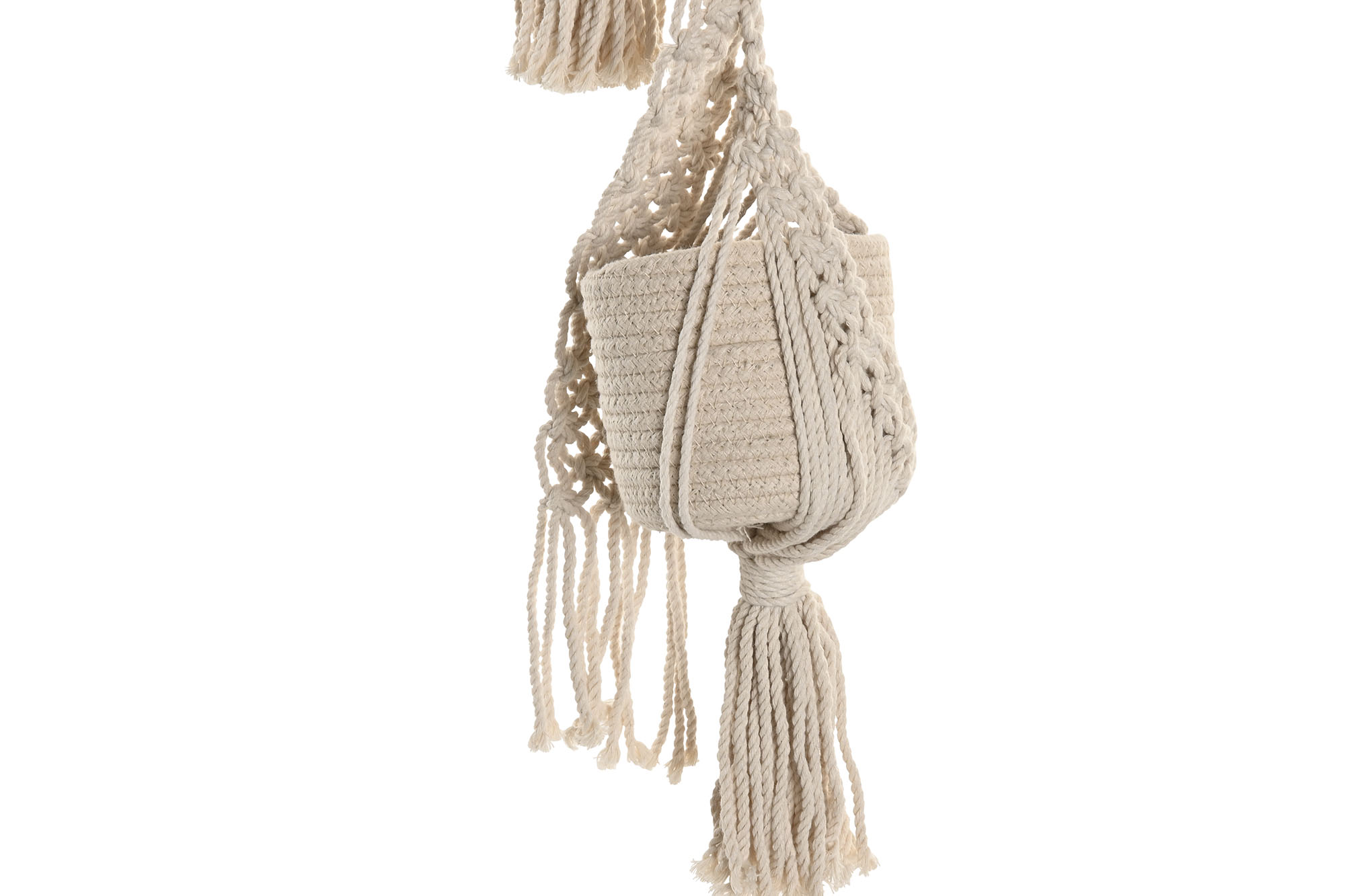 MACETERO ALGODON MADERA 46X2X93 MACRAME 5