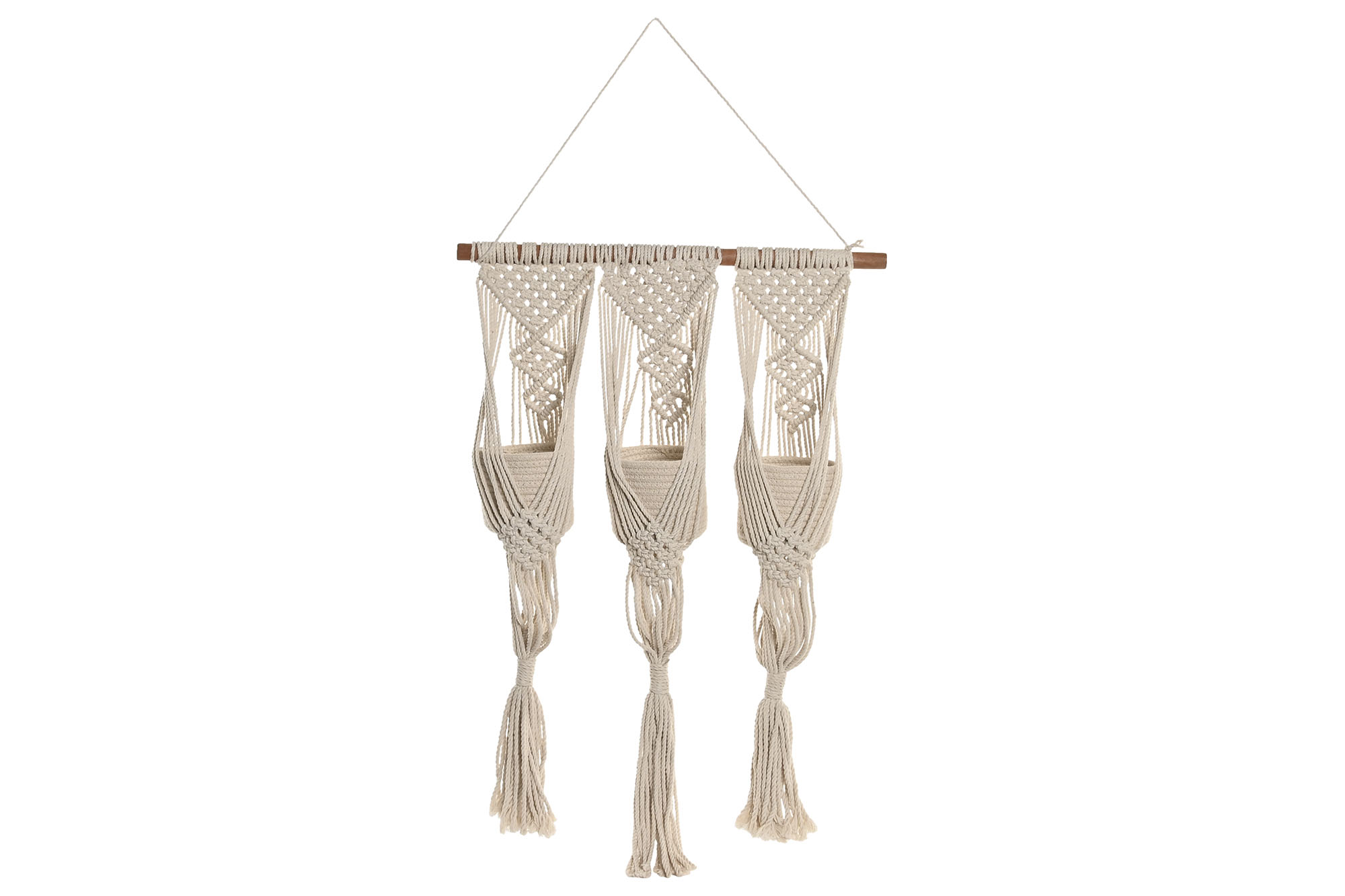 MACETERO ALGODON MADERA 46X2X93 MACRAME