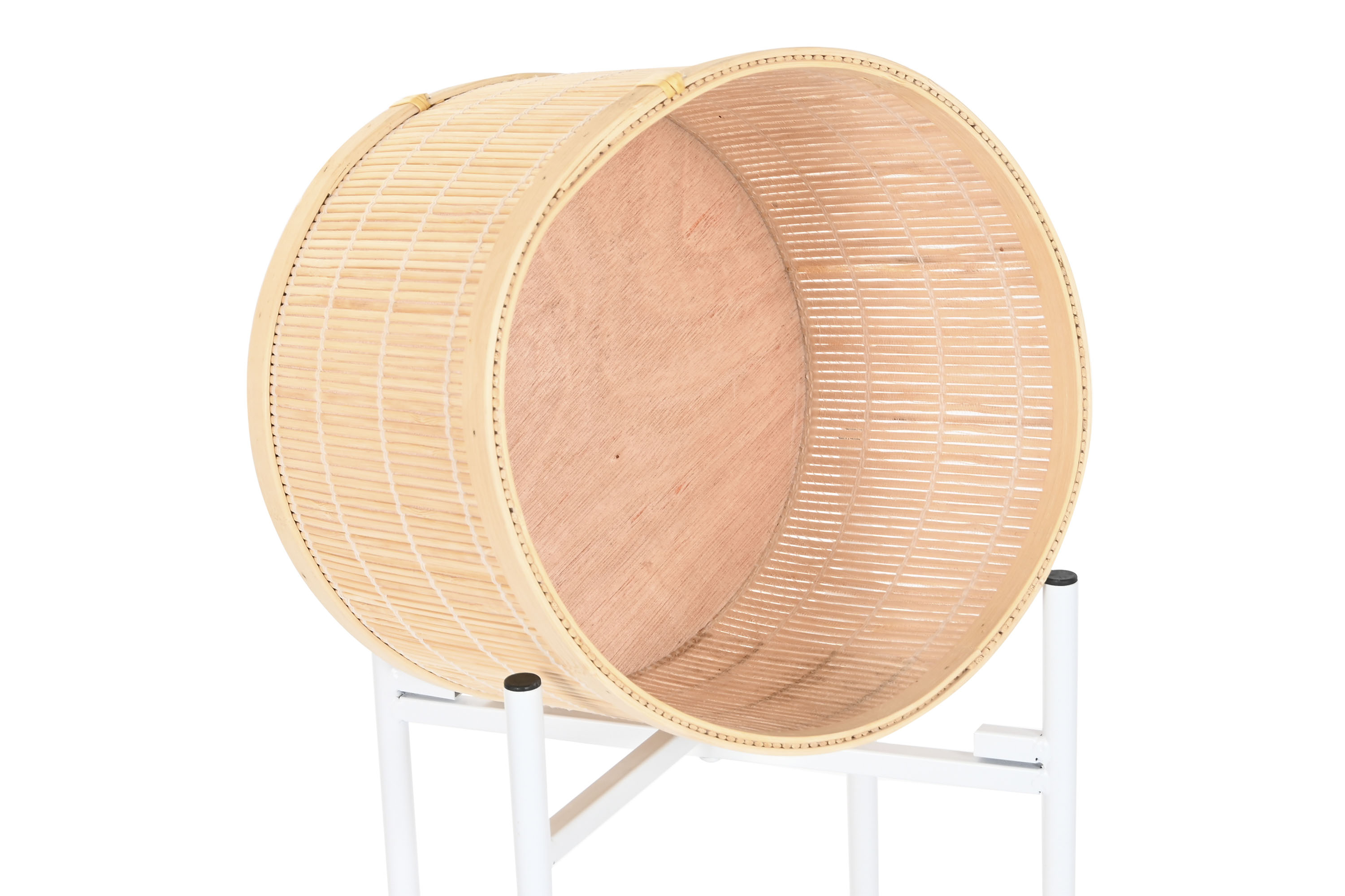 MACETERO BAMBU METAL 28X28X85  BLANCO 3