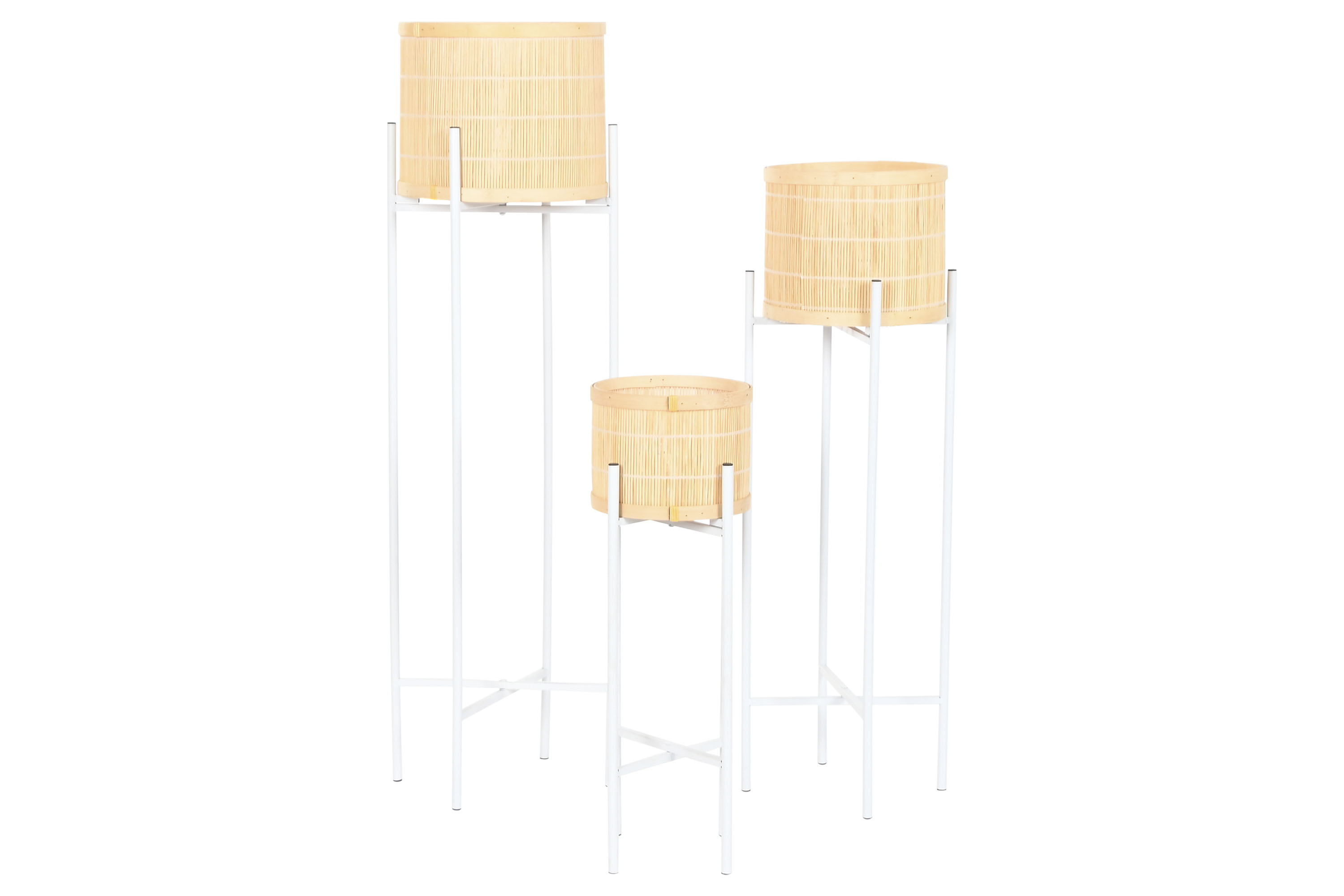 MACETERO BAMBU METAL 31X31X103 BLANCO 4