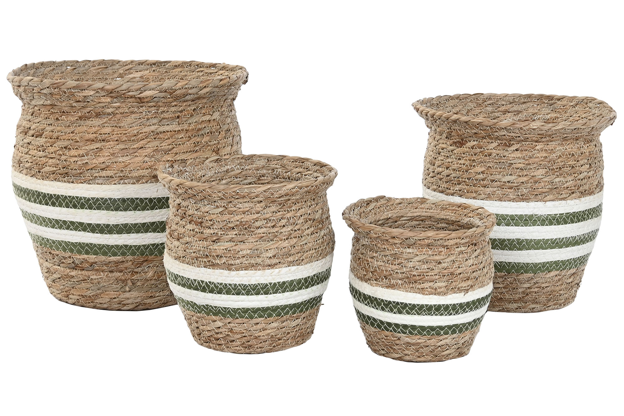 MACETERO FIBRA 20X20X20 RAYAS VERDE 4