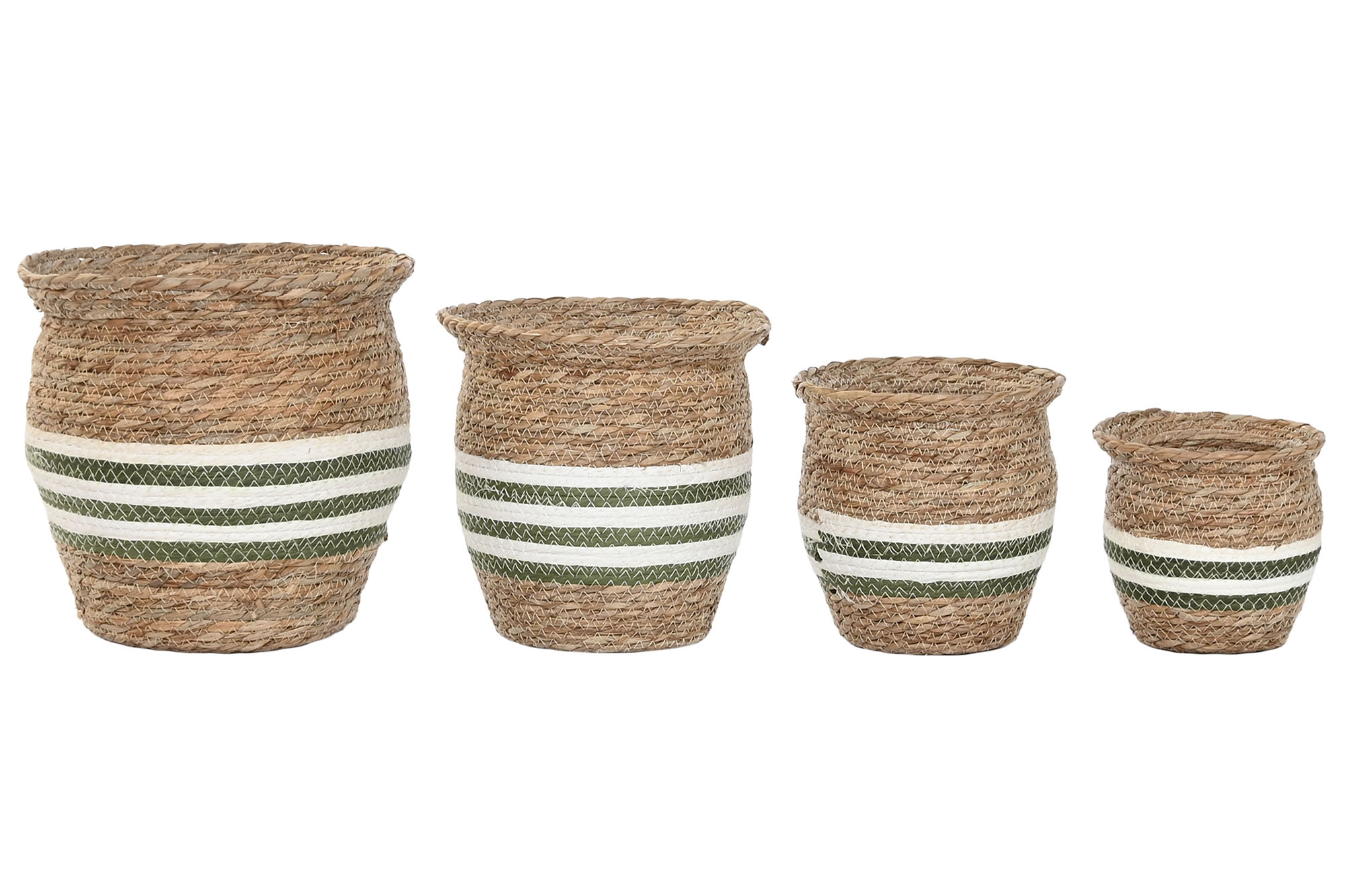 MACETERO FIBRA 24X24X24 RAYAS VERDE