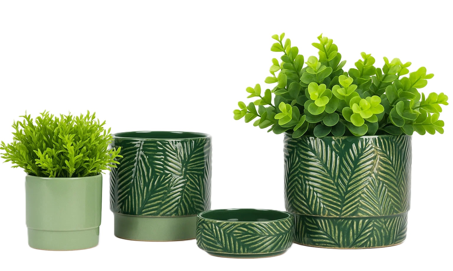 MACETA CERAMICA 15X15X15 RECIPIENTE VERDE 2