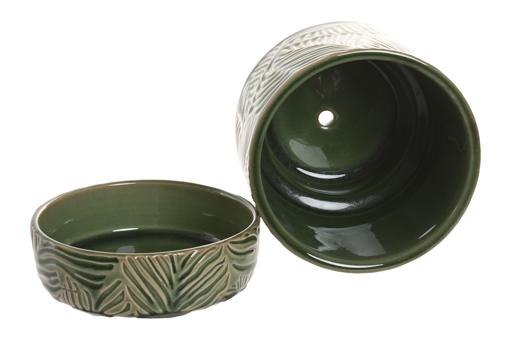 MACETA CERAMICA 13X13X13 RECIPIENTE VERDE 4